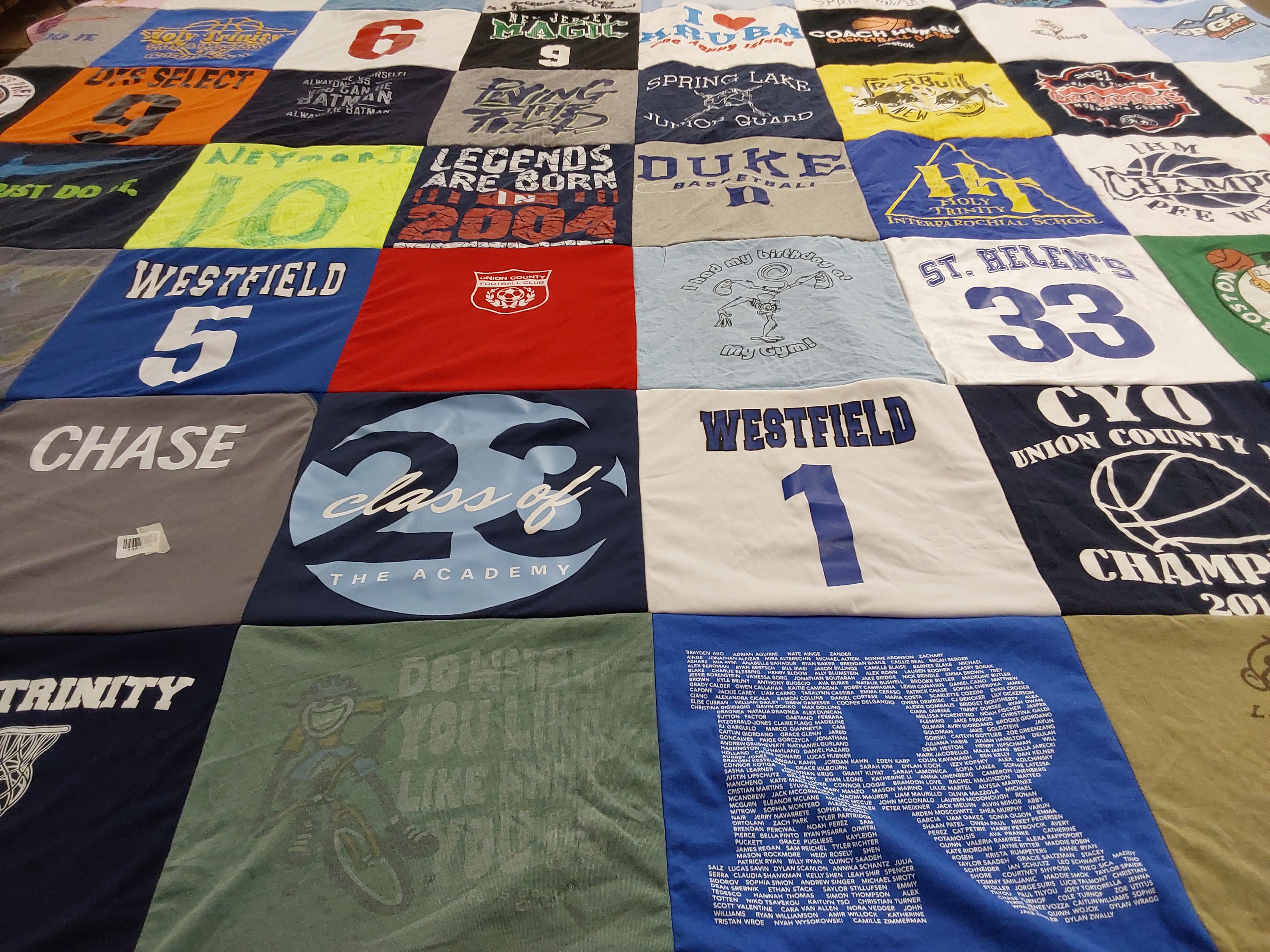 T-shirt quilt featuring westfield basketball team by Bonnie from NJ