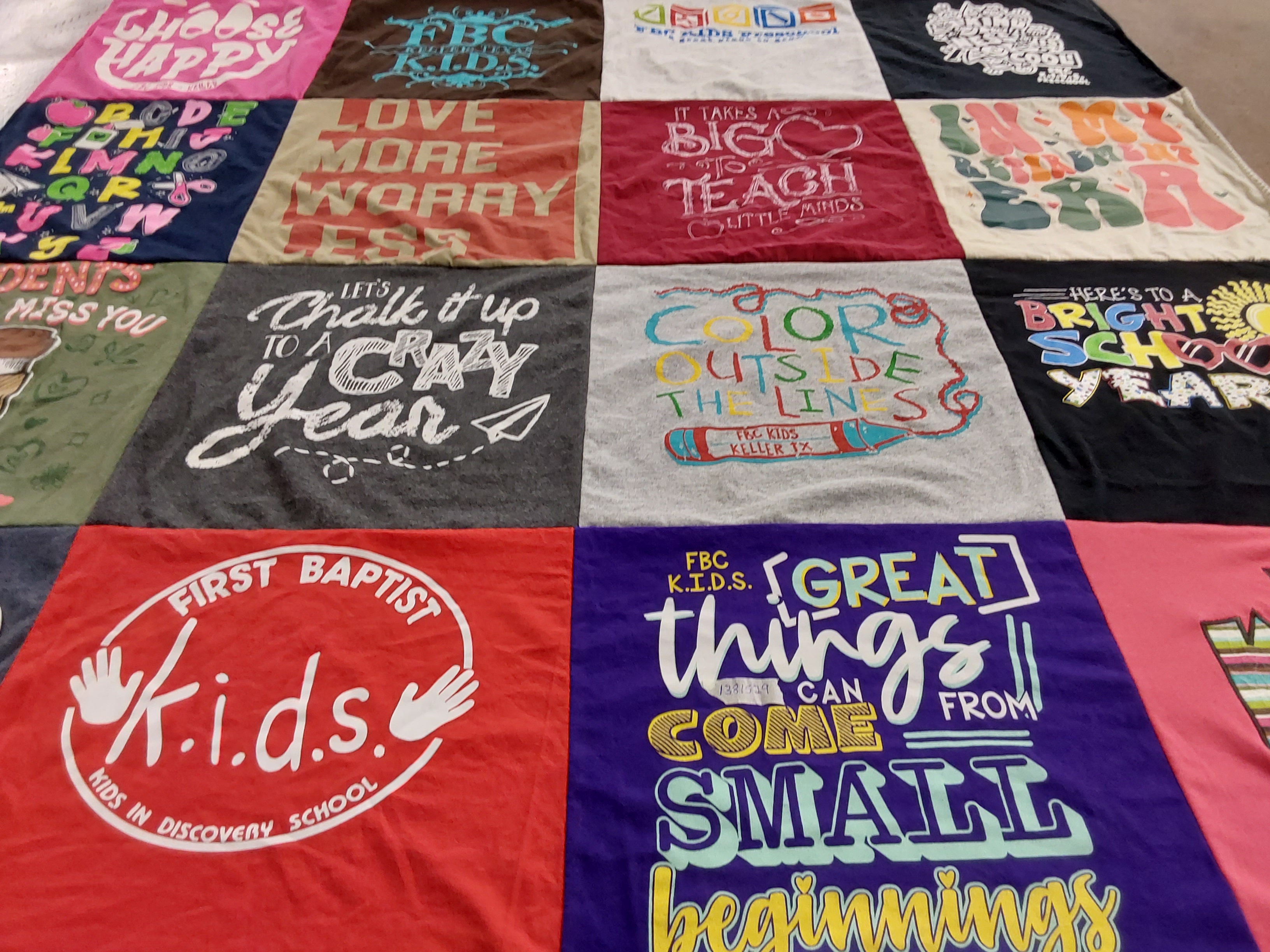 T-shirt quilt from first baptist kids discovery school by Melissa from TX