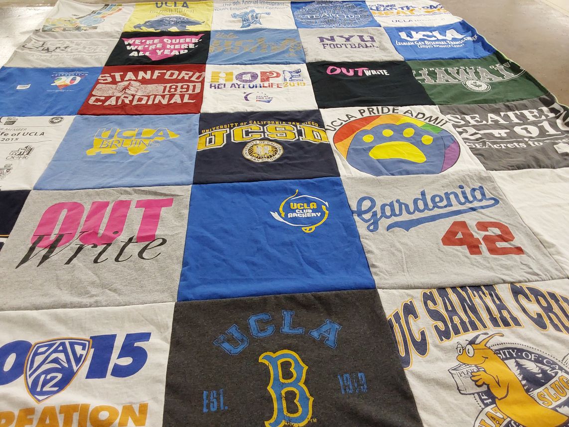 T-shirt quilt featuring ucla bruins, stanford cardinal by Trang from CA