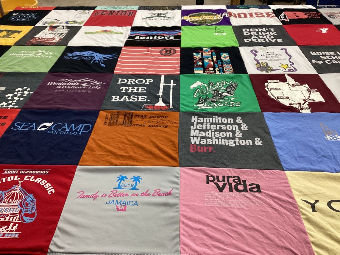 T-shirt quilt from canyon ridge high school by Nicole from ID