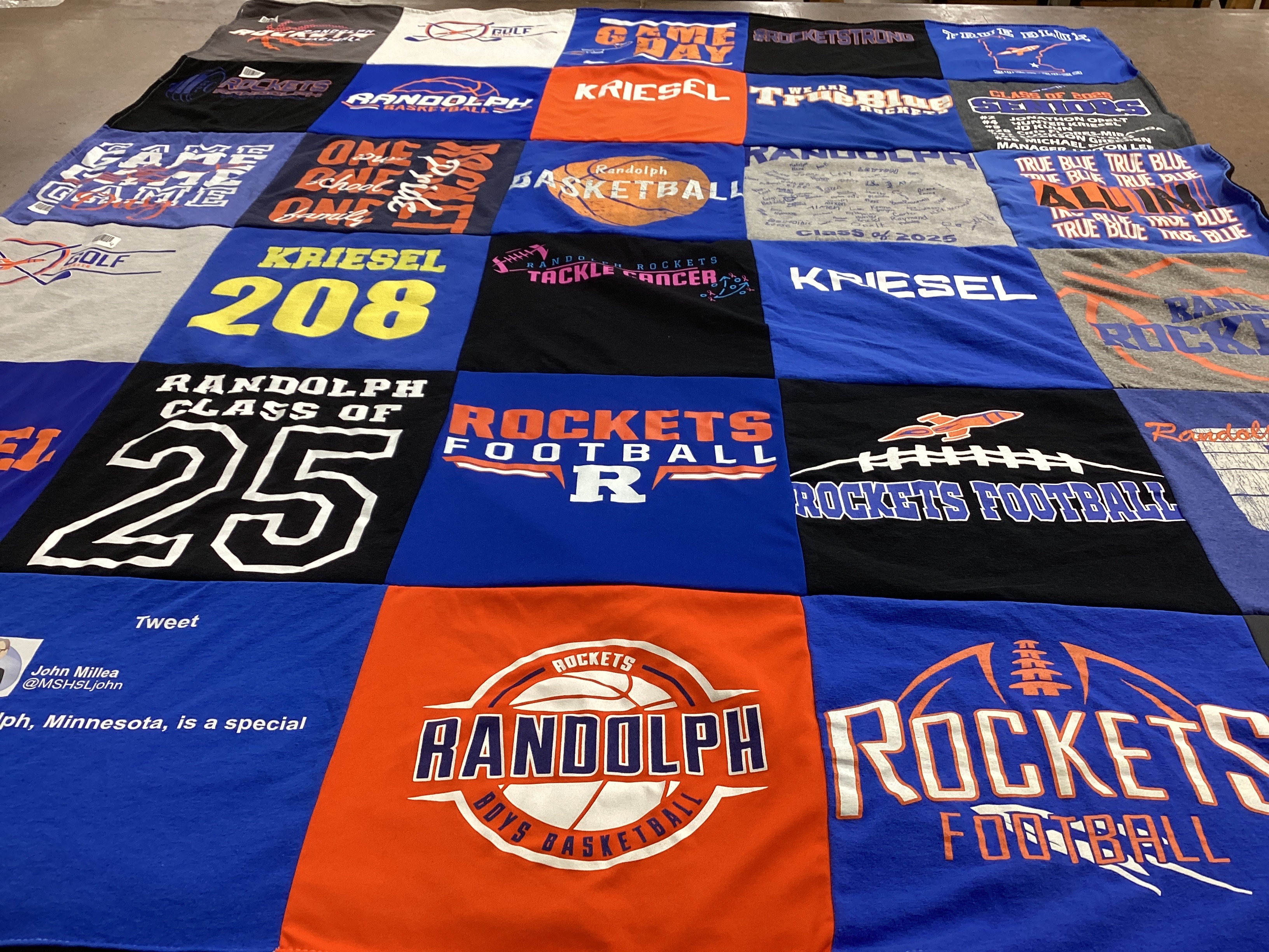 T-shirt quilt featuring rockets football, rockets basketball by Mary from MN