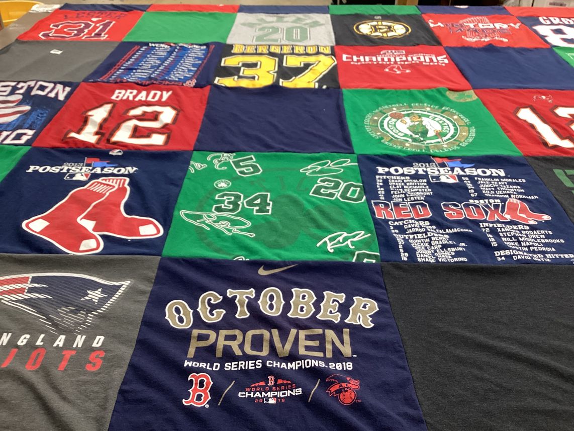 T-shirt quilt featuring new england patriots, boston red sox by Christopher from ME