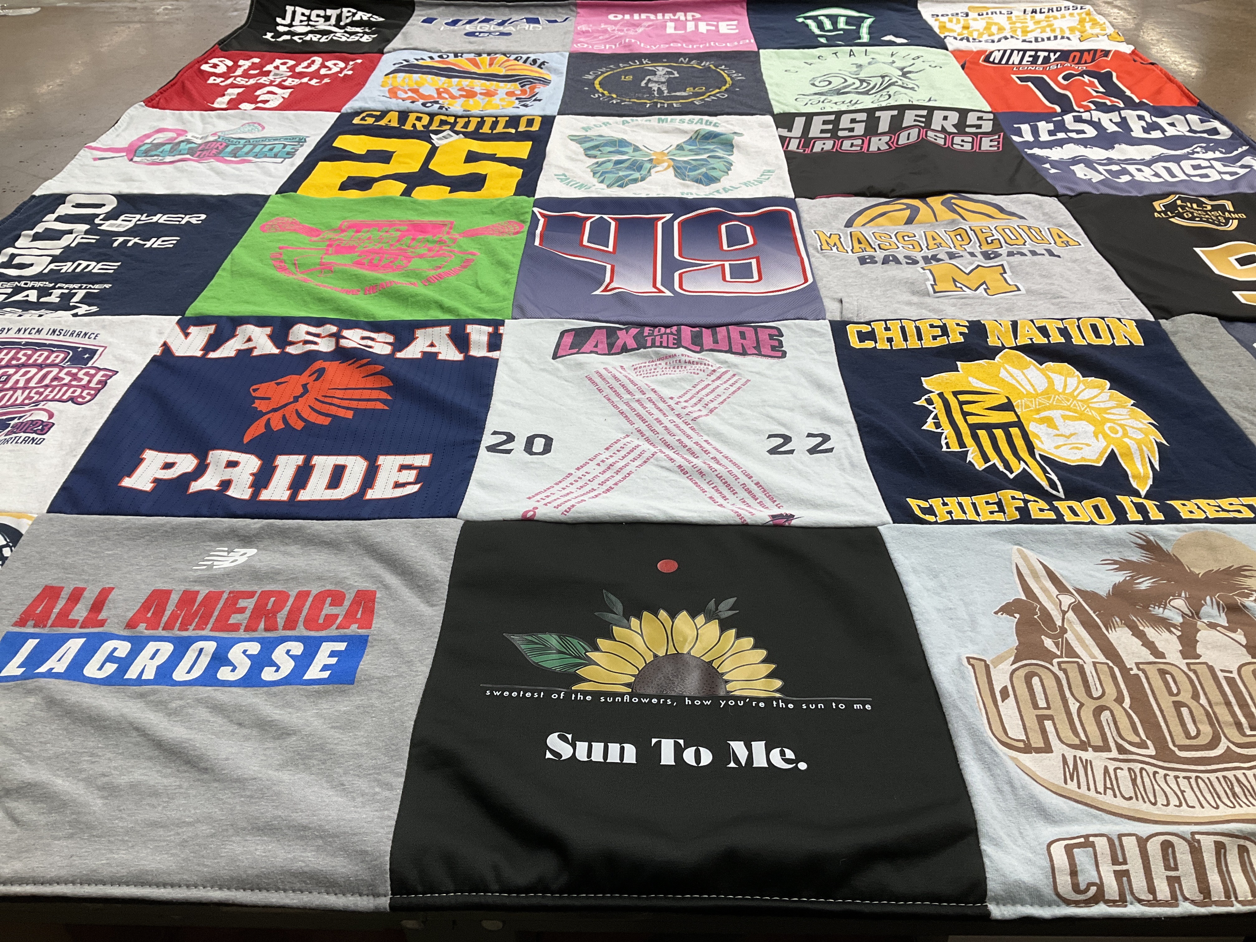 T-shirt quilt featuring massapequa lacrosse, massapequa basketball by Jack from NY