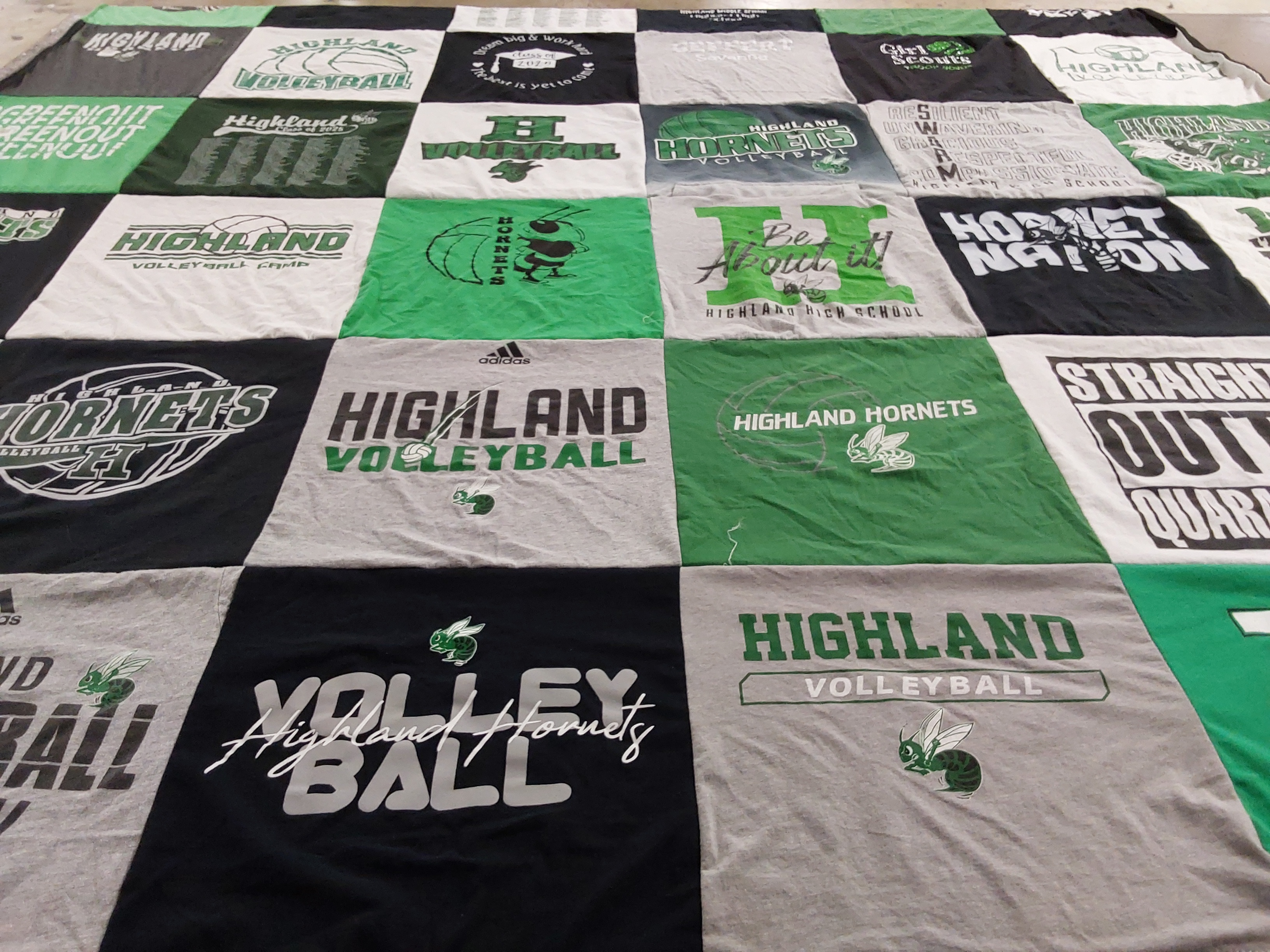 T-shirt quilt featuring highland hornets volleyball by Melinda from OH