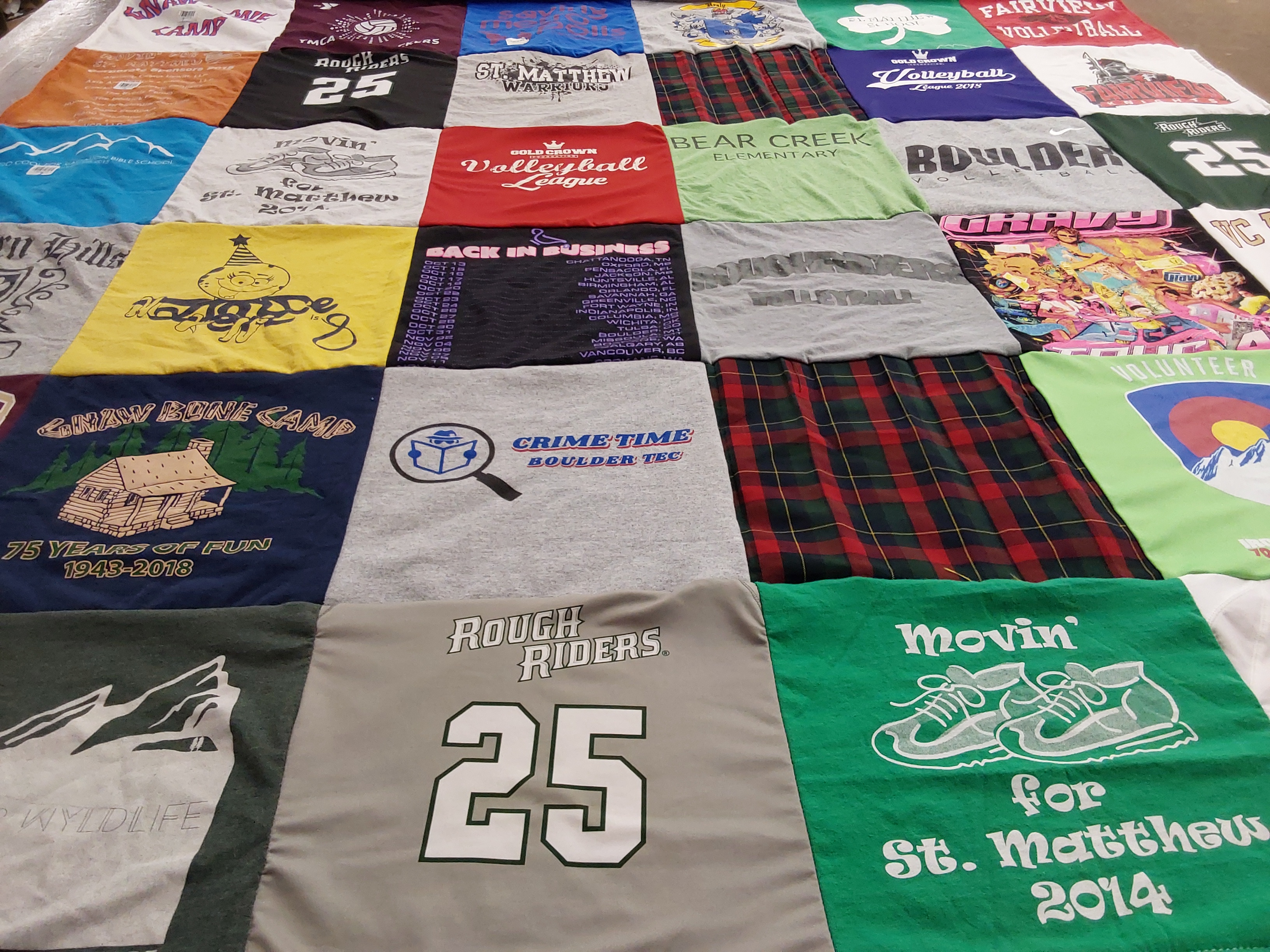 T-shirt quilt featuring rough riders volleyball, boulder volleyball team by Jessica from IN