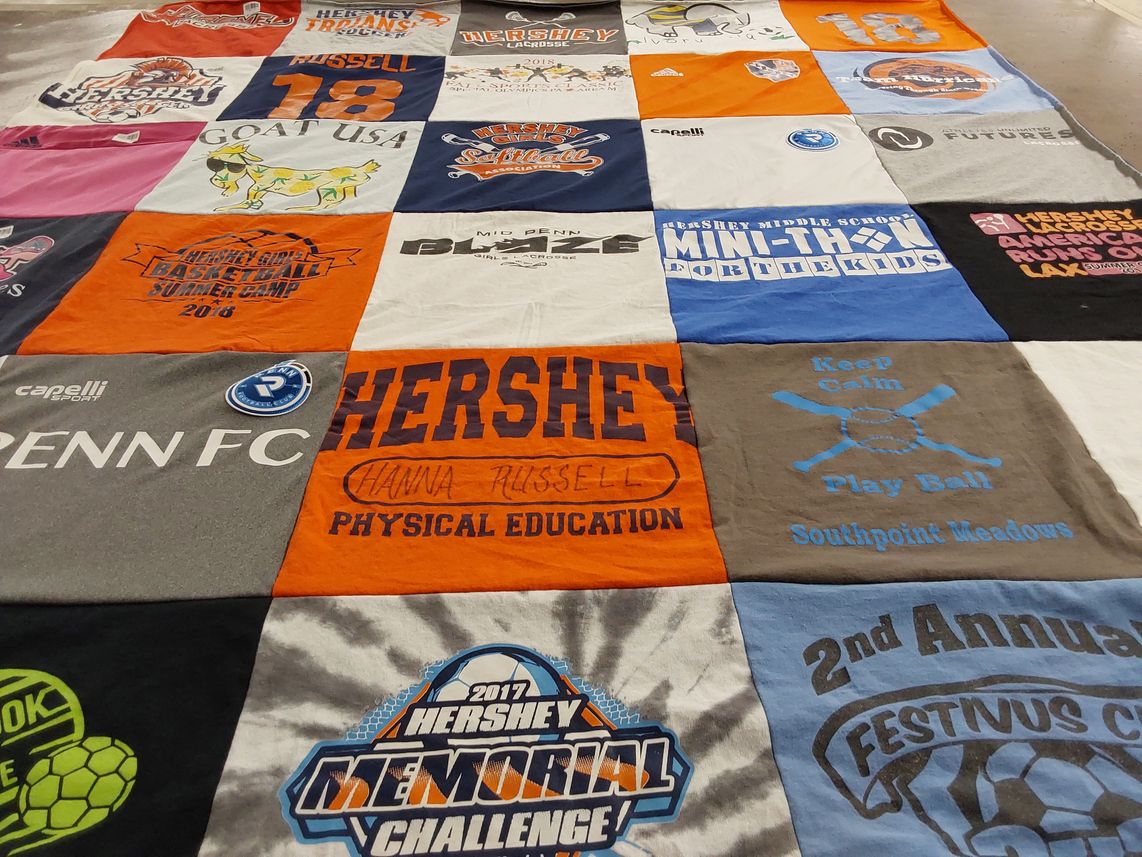 T-shirt quilt featuring hershey lacrosse, hershey softball by Jen from PA