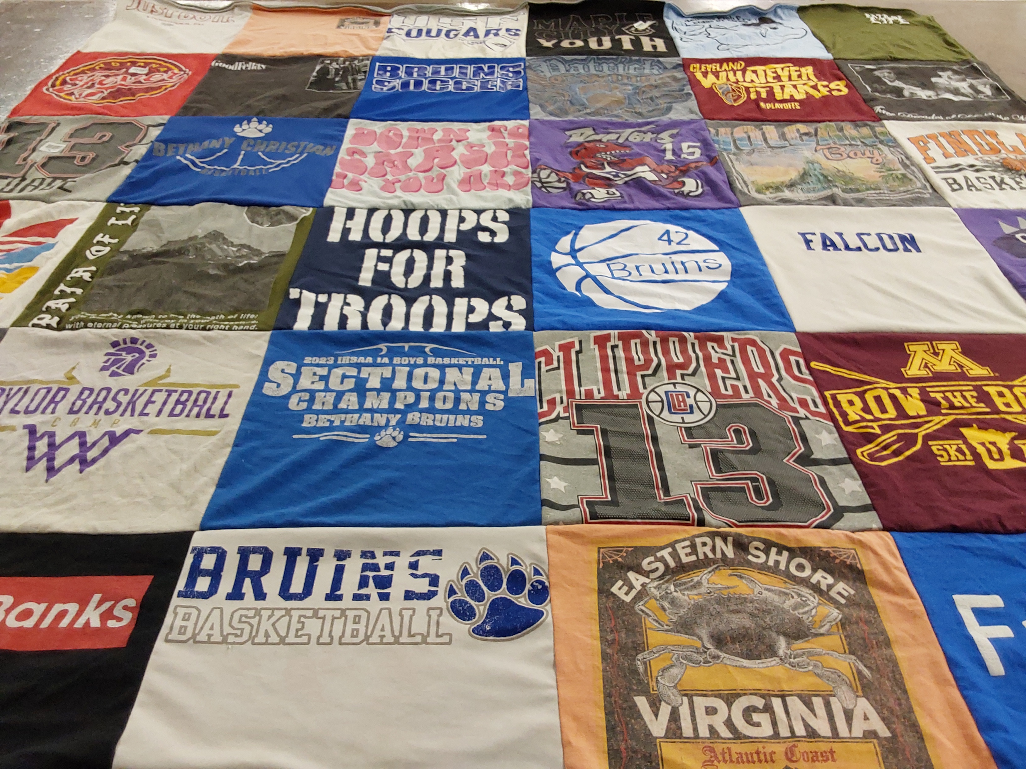 T-shirt quilt featuring bruins, clippers by GRANT from IN