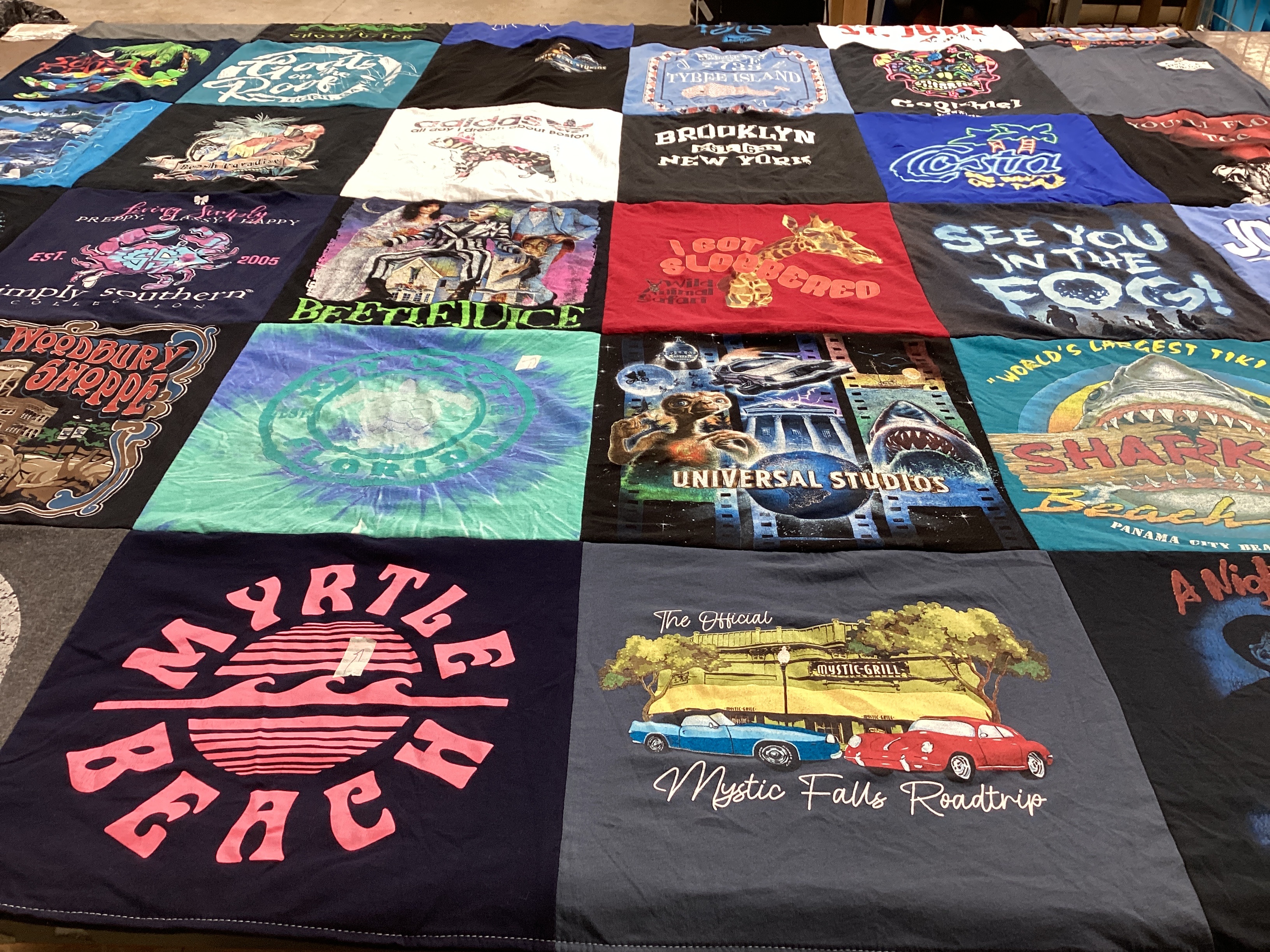 T-shirt quilt with travel, theme parks themes by Jennifer from GA