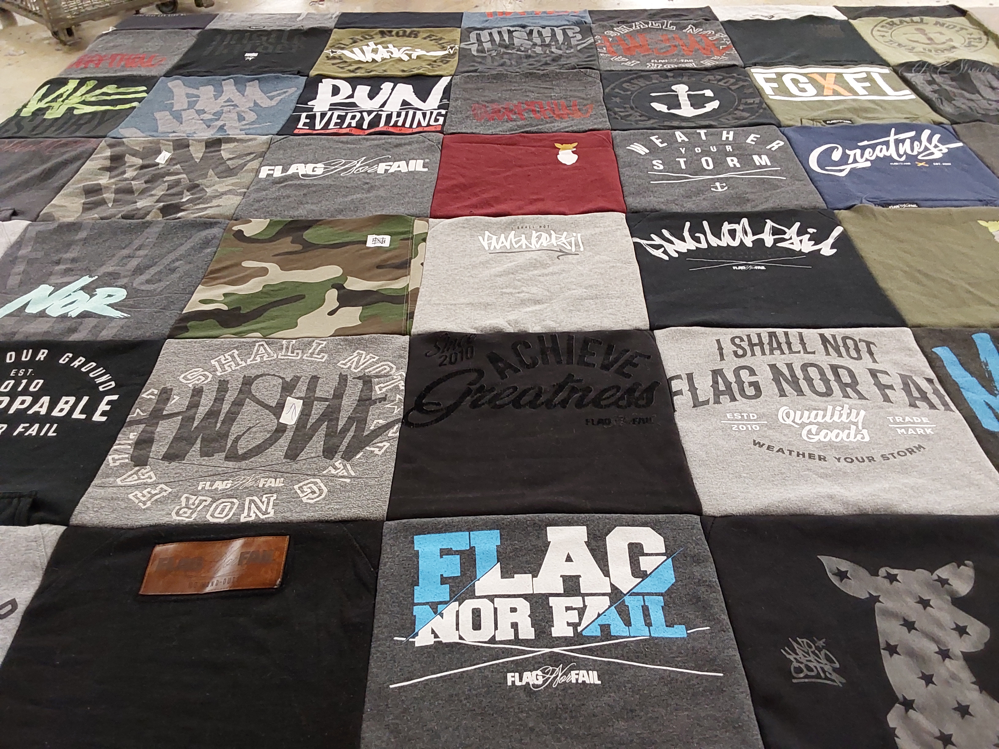 T-shirt quilt with fitness, motivational themes by Rachel from NJ
