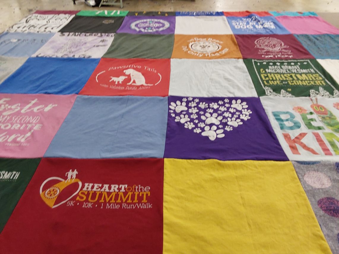 T-shirt quilt with family, love themes by Shannon from MO