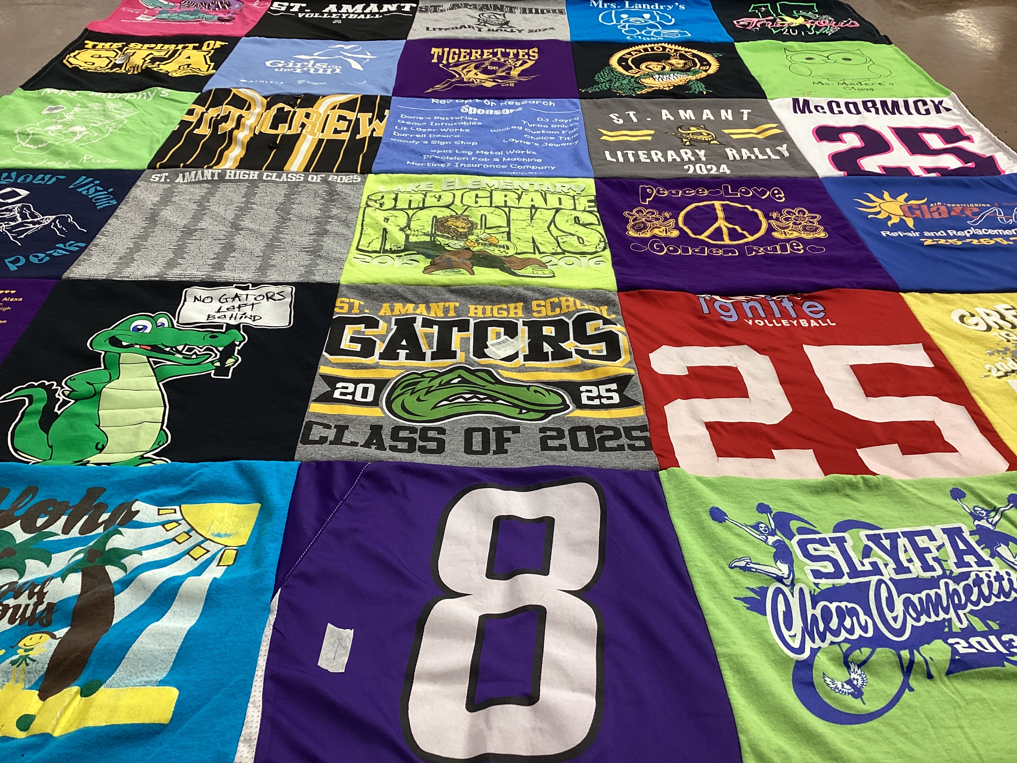 T-shirt quilt featuring st. amant high school gators by Melissa from LA