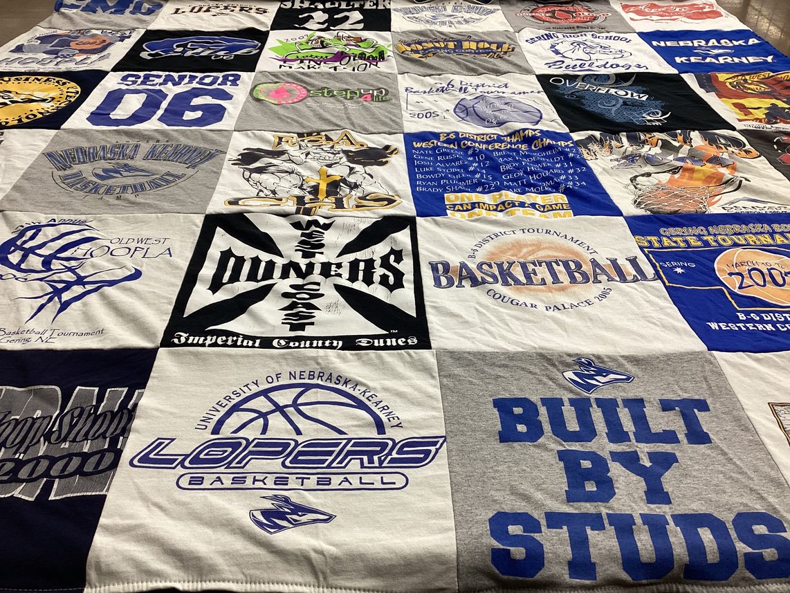 T-shirt quilt featuring university of nebraska kearney lopers basketball by Erin from NE