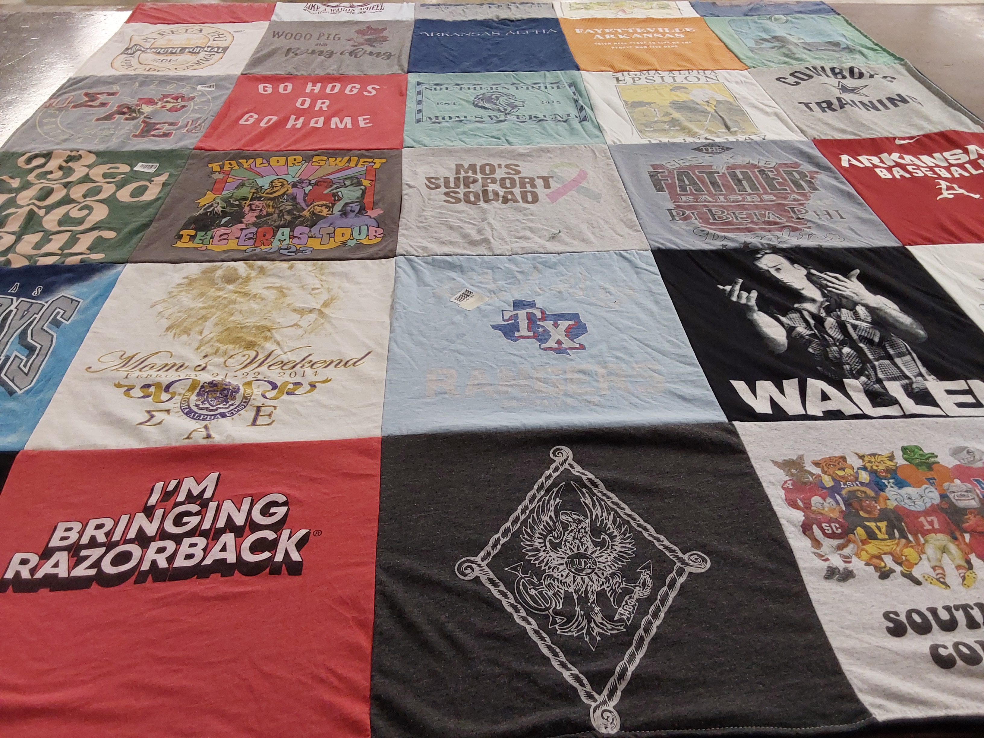 T-shirt quilt featuring university of arkansas football team by Abby from TX
