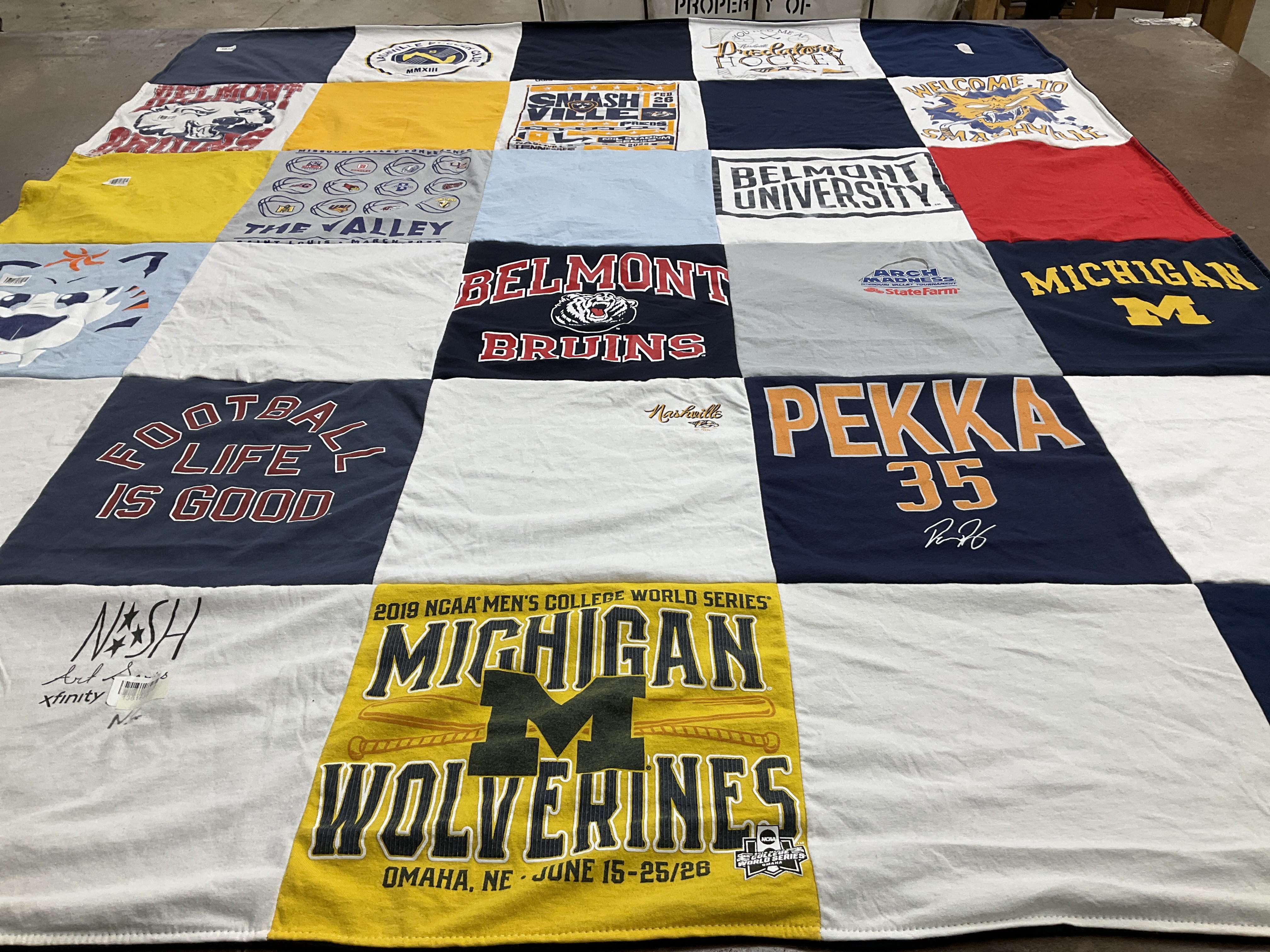 T-shirt quilt featuring michigan wolverines by Kelly from TN