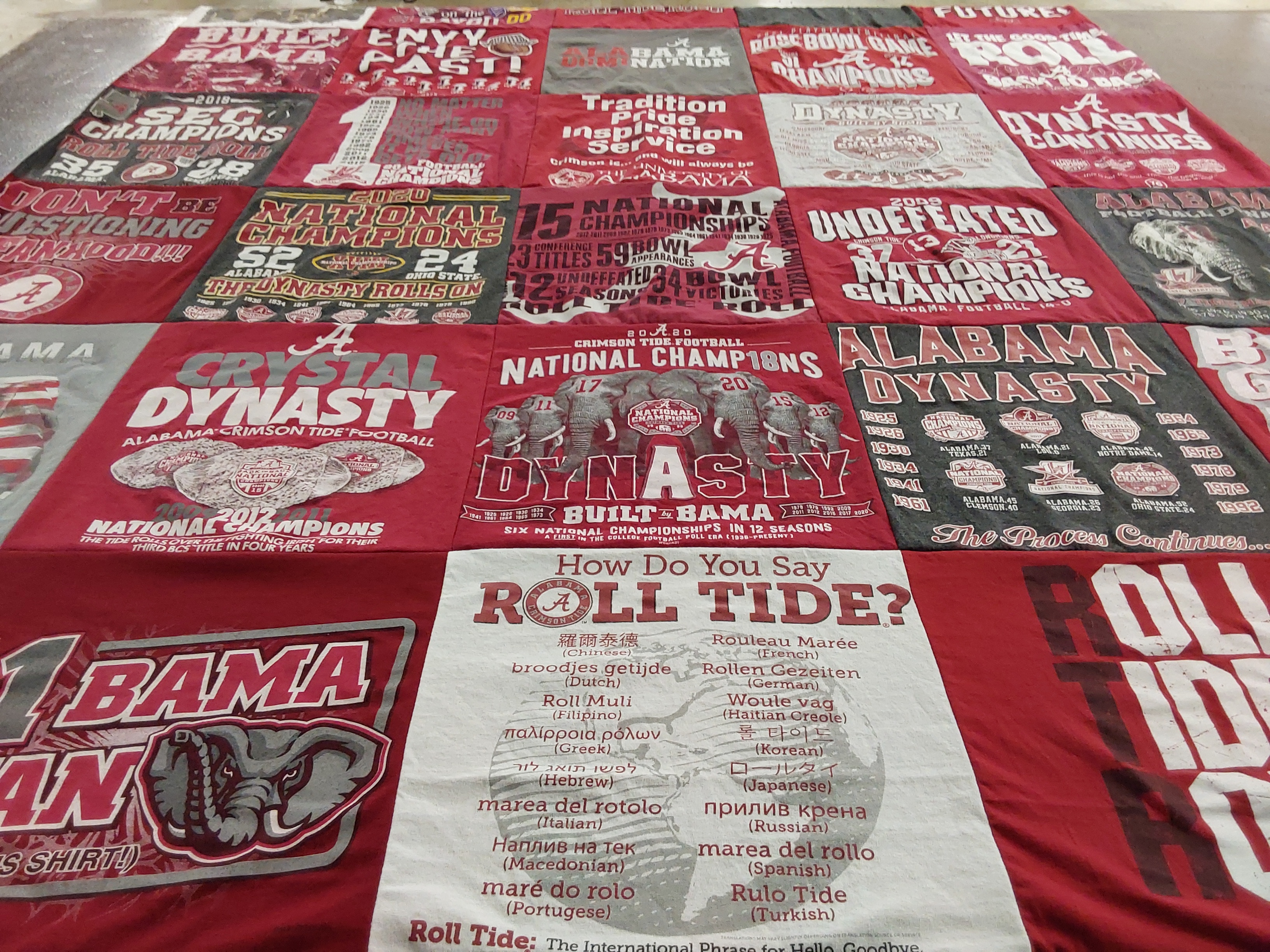 T-shirt quilt featuring alabama crimson tide football by Cheryl from TN
