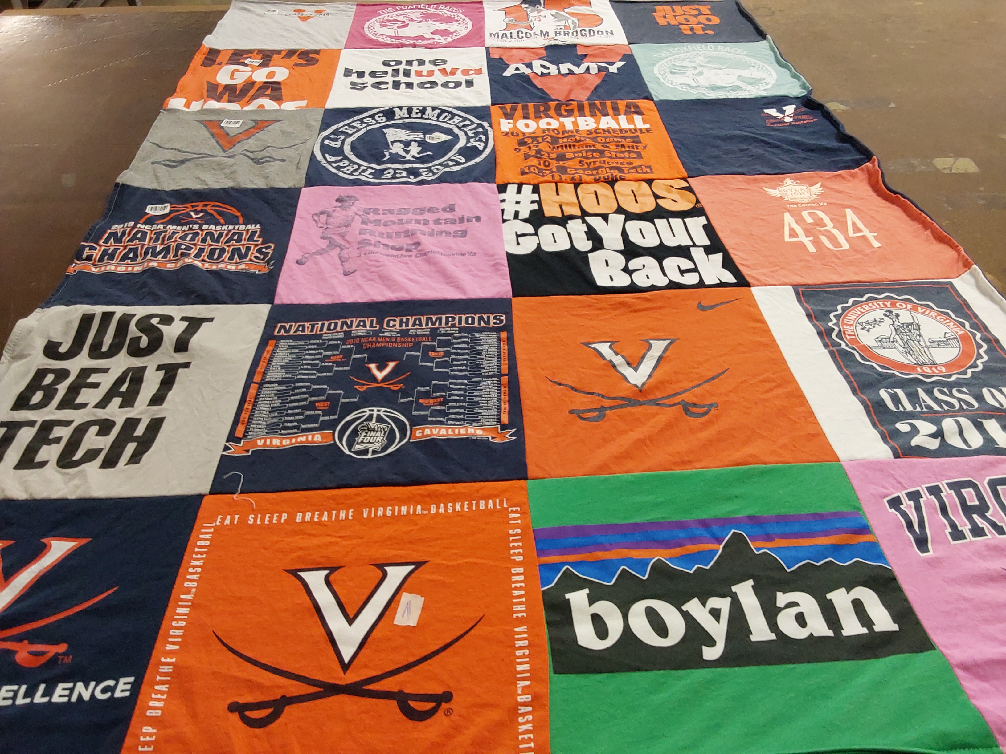T-shirt quilt featuring virginia cavaliers basketball by Rebekah from VA
