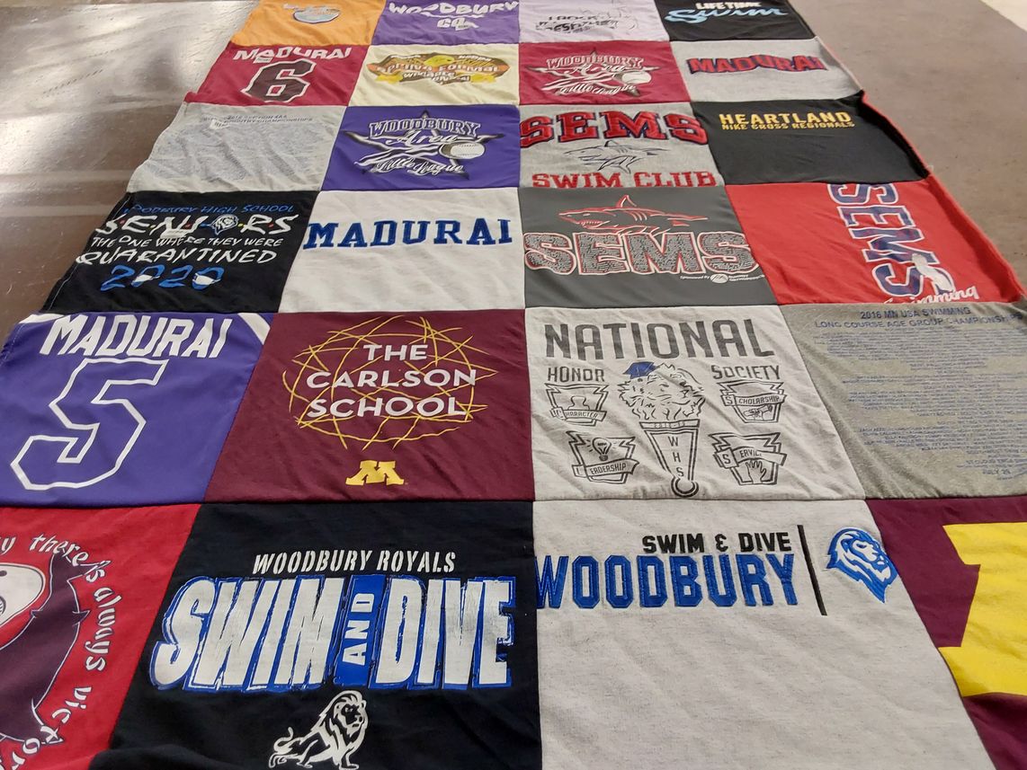 T-shirt quilt featuring woodbury swim and dive by Shuba from MN