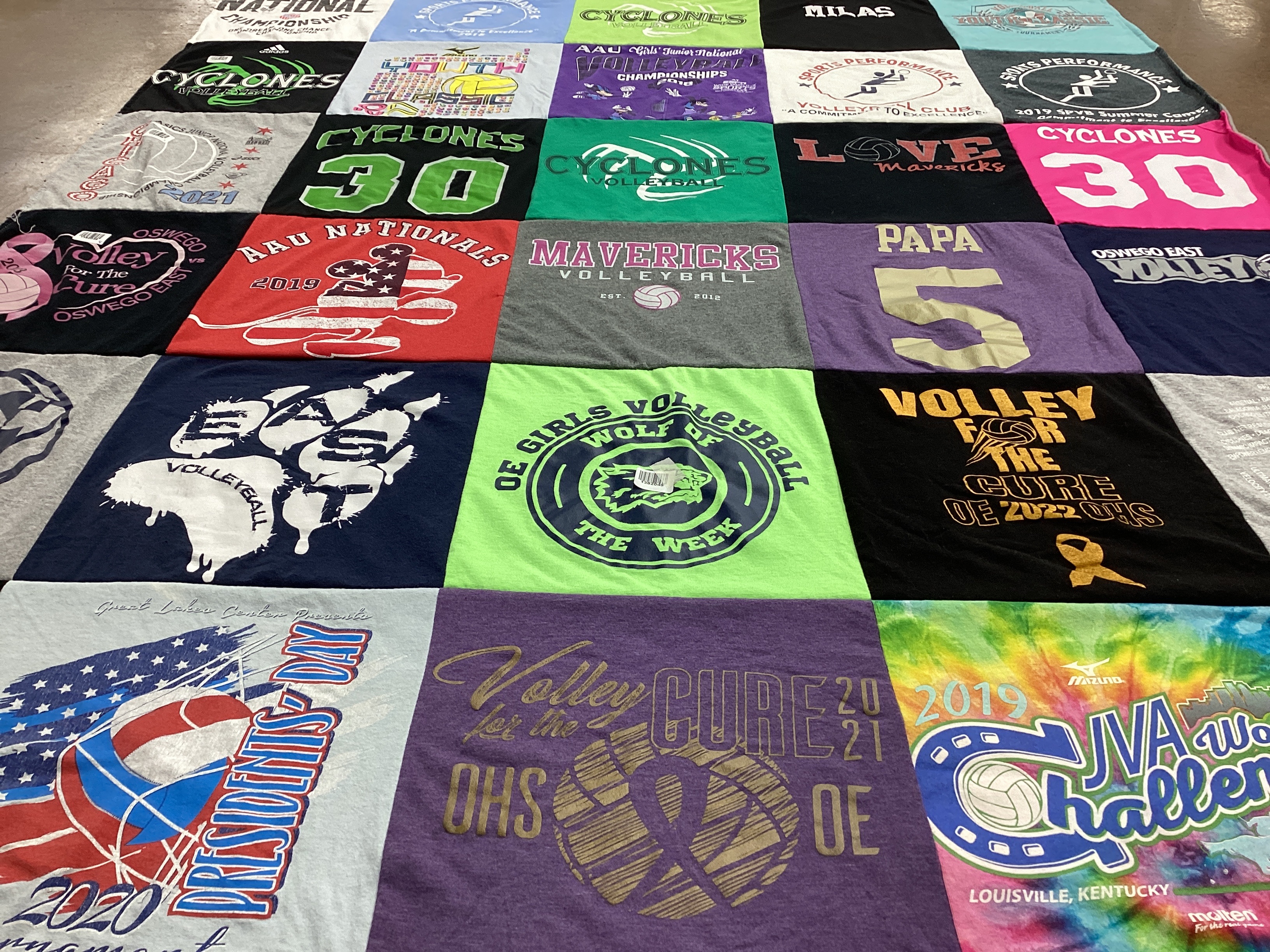 T-shirt quilt featuring oswego east high school volleyball by Traci from IL