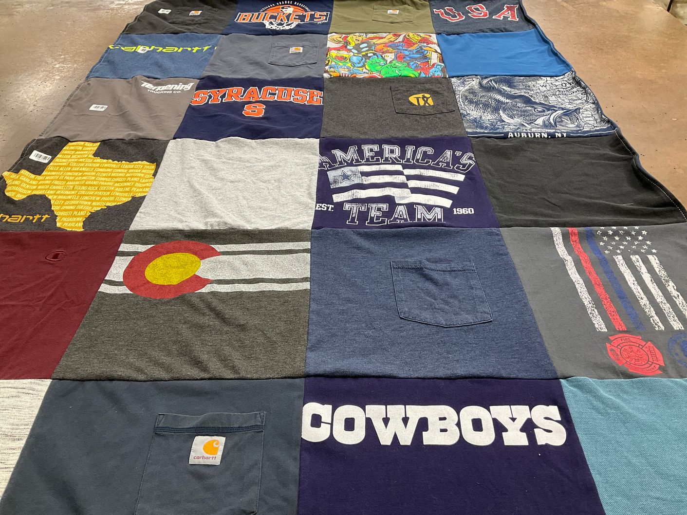 T-shirt quilt featuring syacuse orange basketball, dallas cowboys by Tara from NY