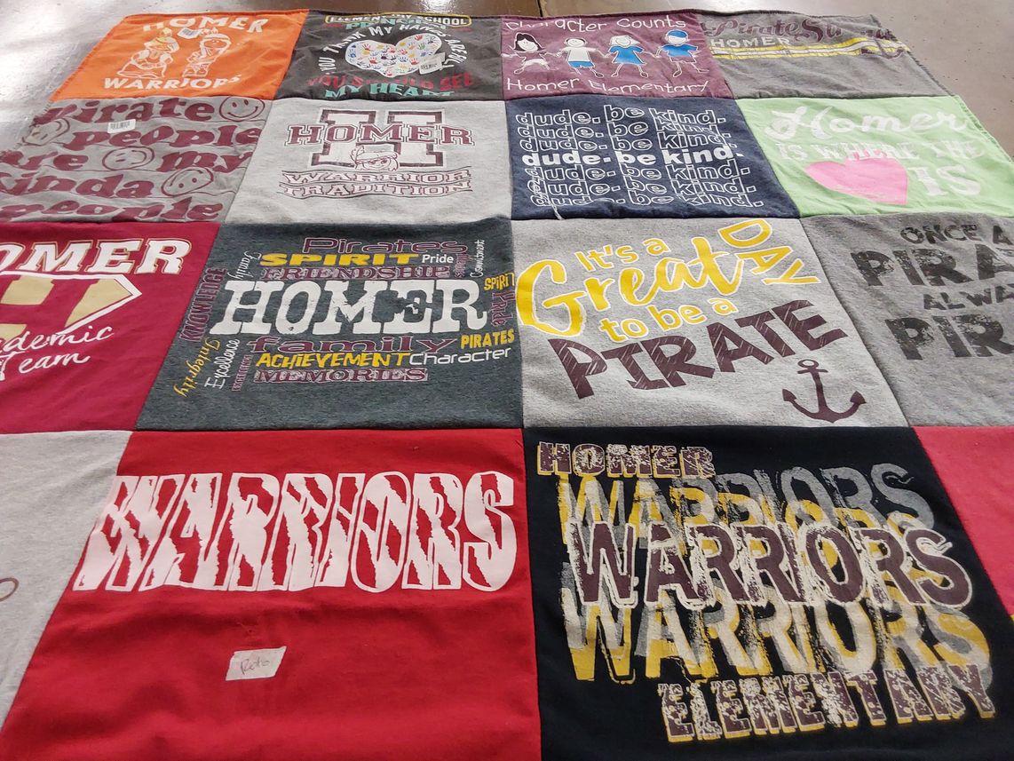 T-shirt quilt featuring homer warriors by Sarah from OK
