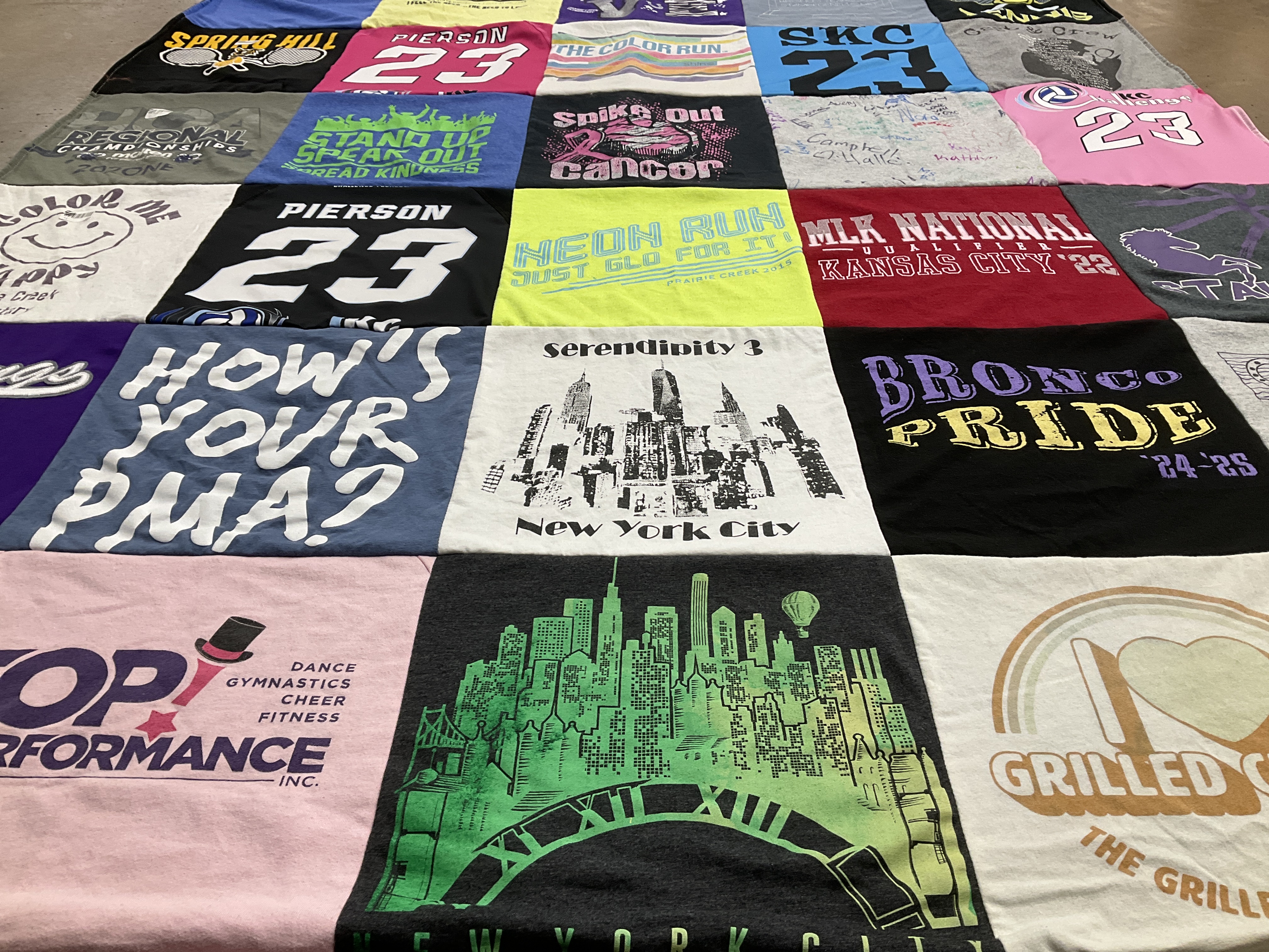 T-shirt quilt featuring bronco pride by Joelle from KS