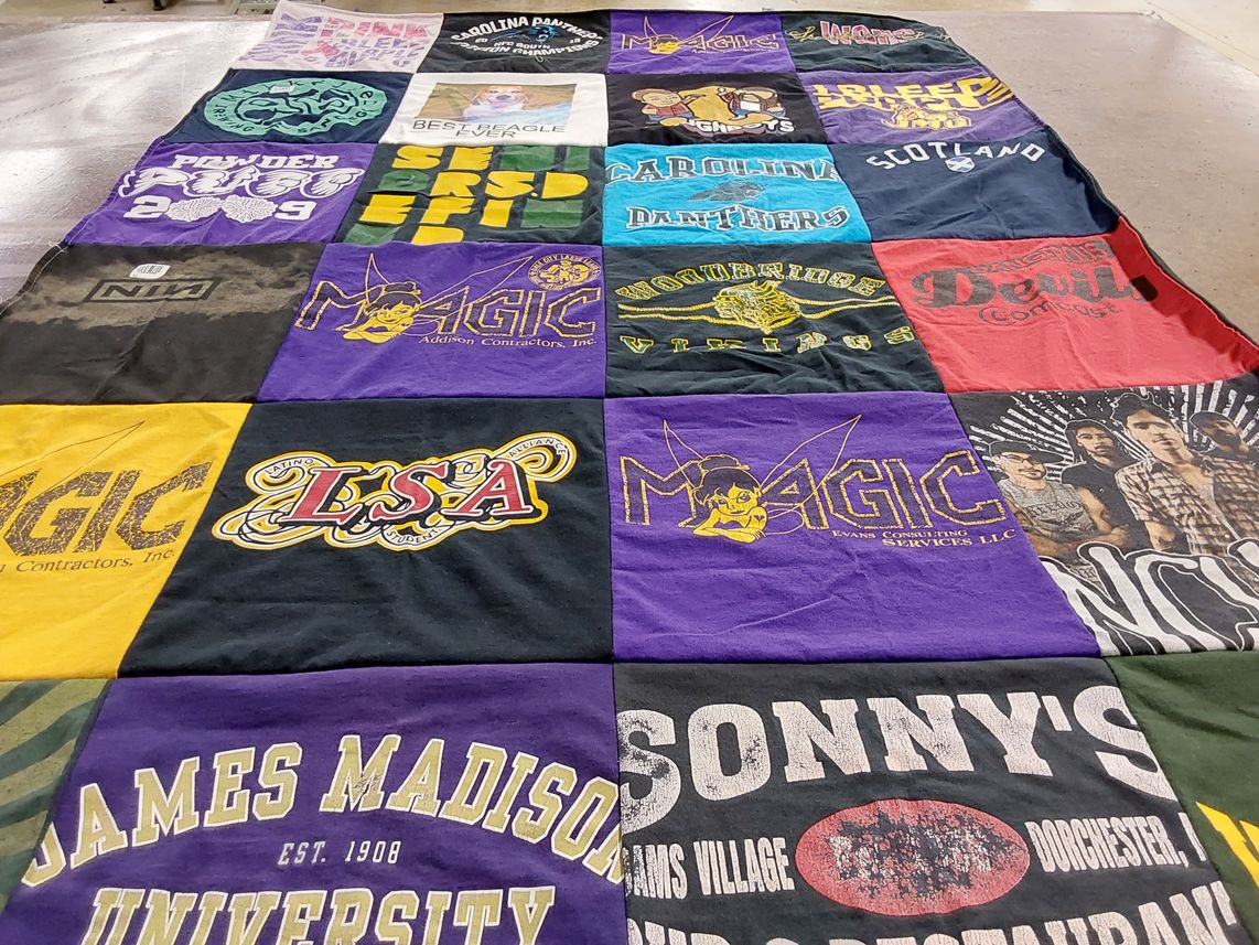T-shirt quilt featuring carolina panthers by Holly from VA