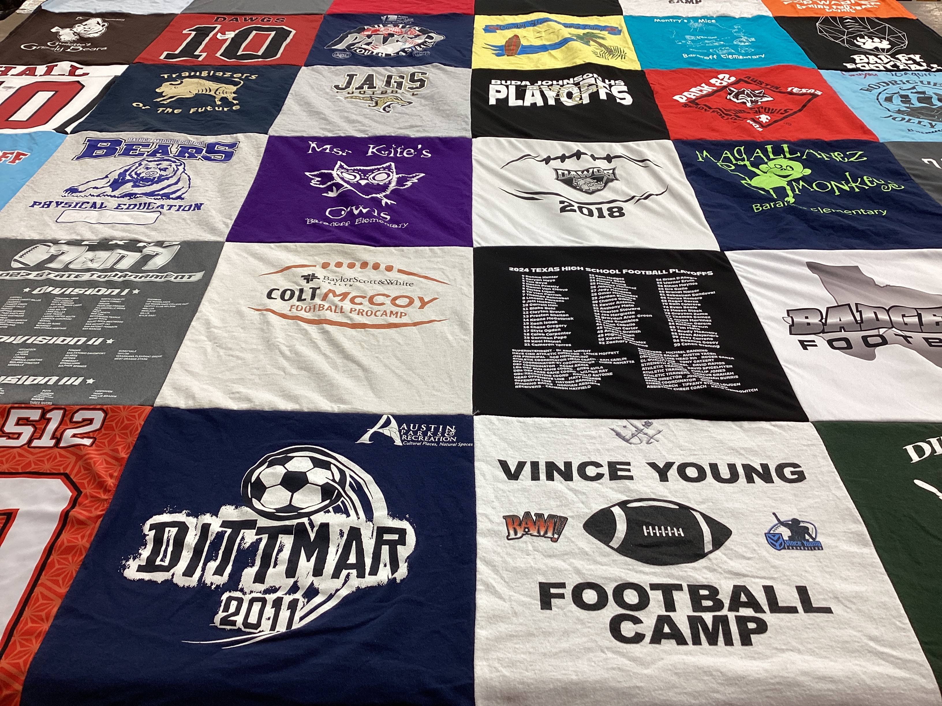 T-shirt quilt featuring badger football, jags football by Tiffany from TX