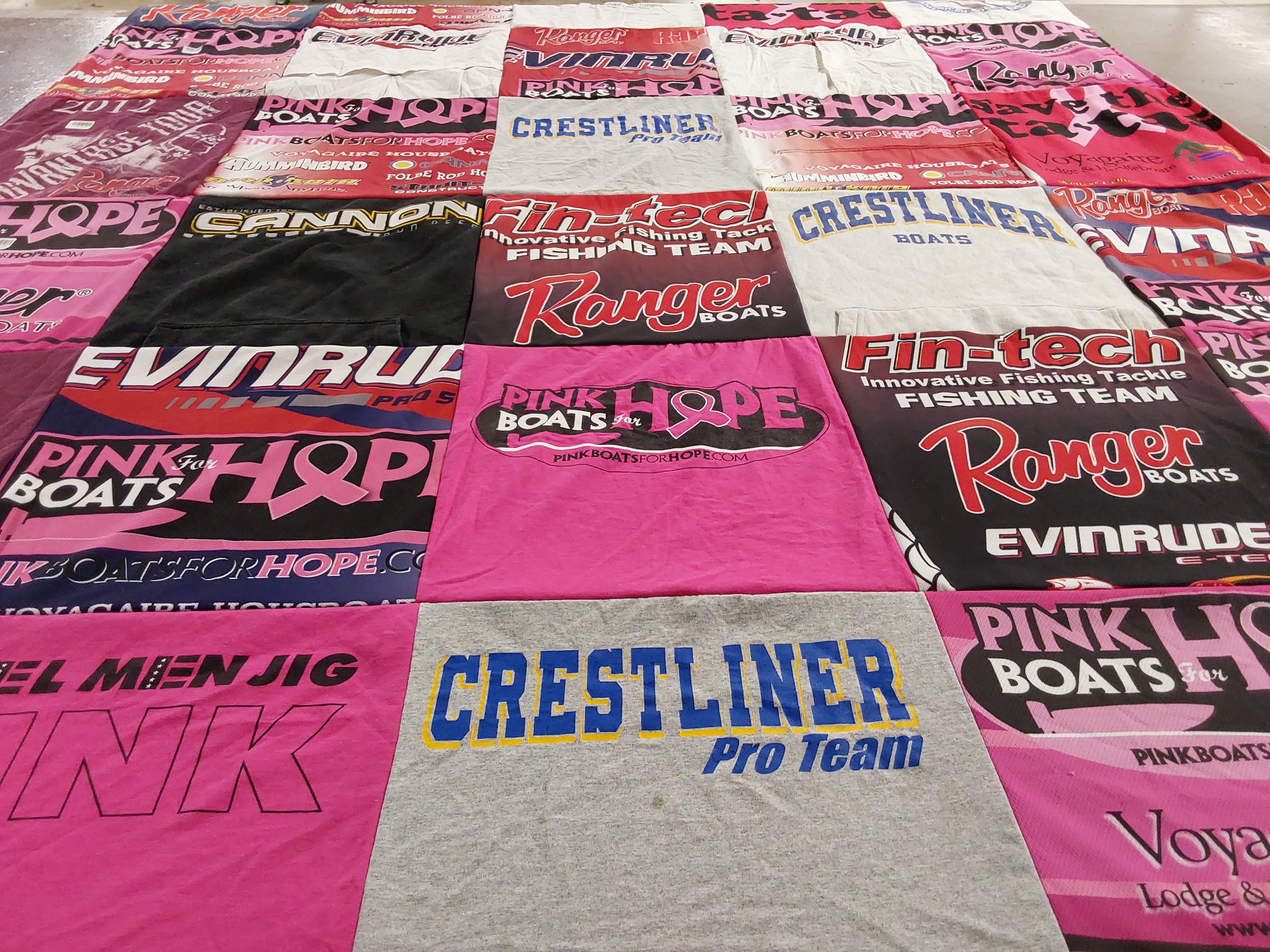 T-shirt quilt with fishing, boating themes by Jenny from MN