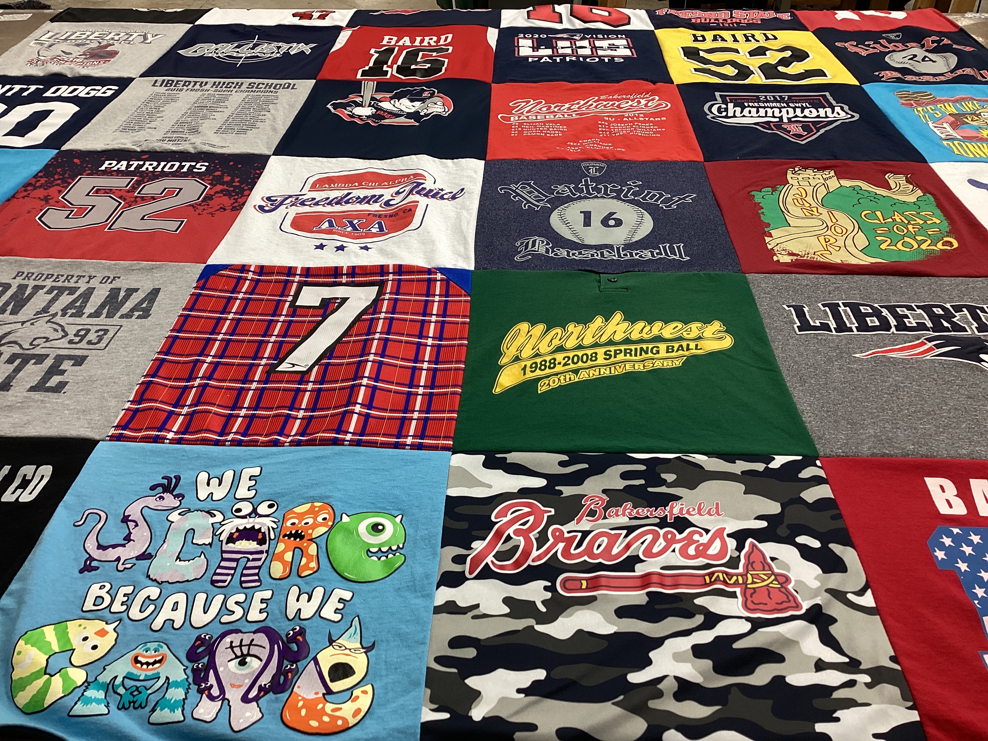 T-shirt quilt featuring bakersfield braves by Jennifer from CA