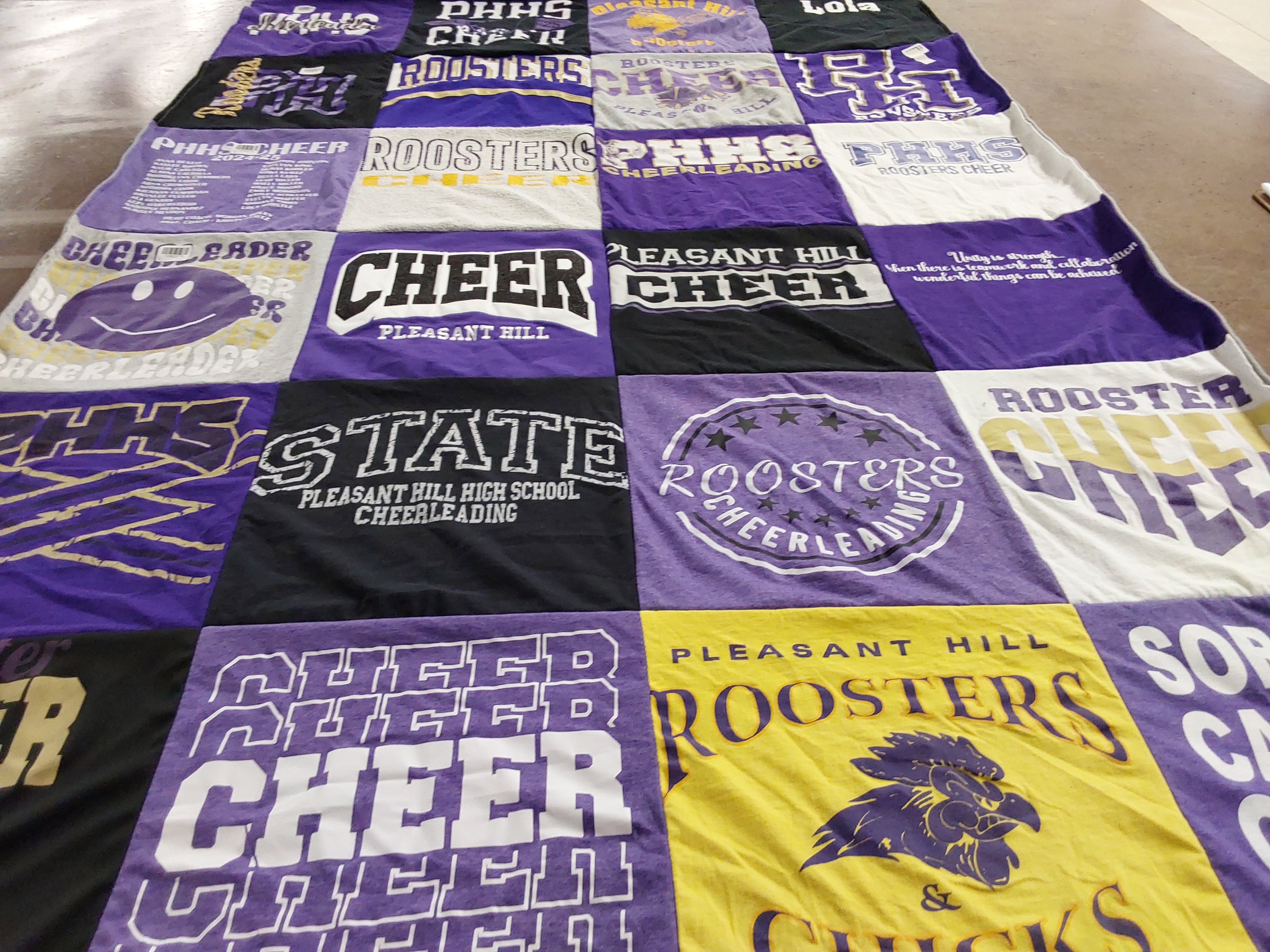T-shirt quilt featuring pleasant hill roosters by Brooke from MO