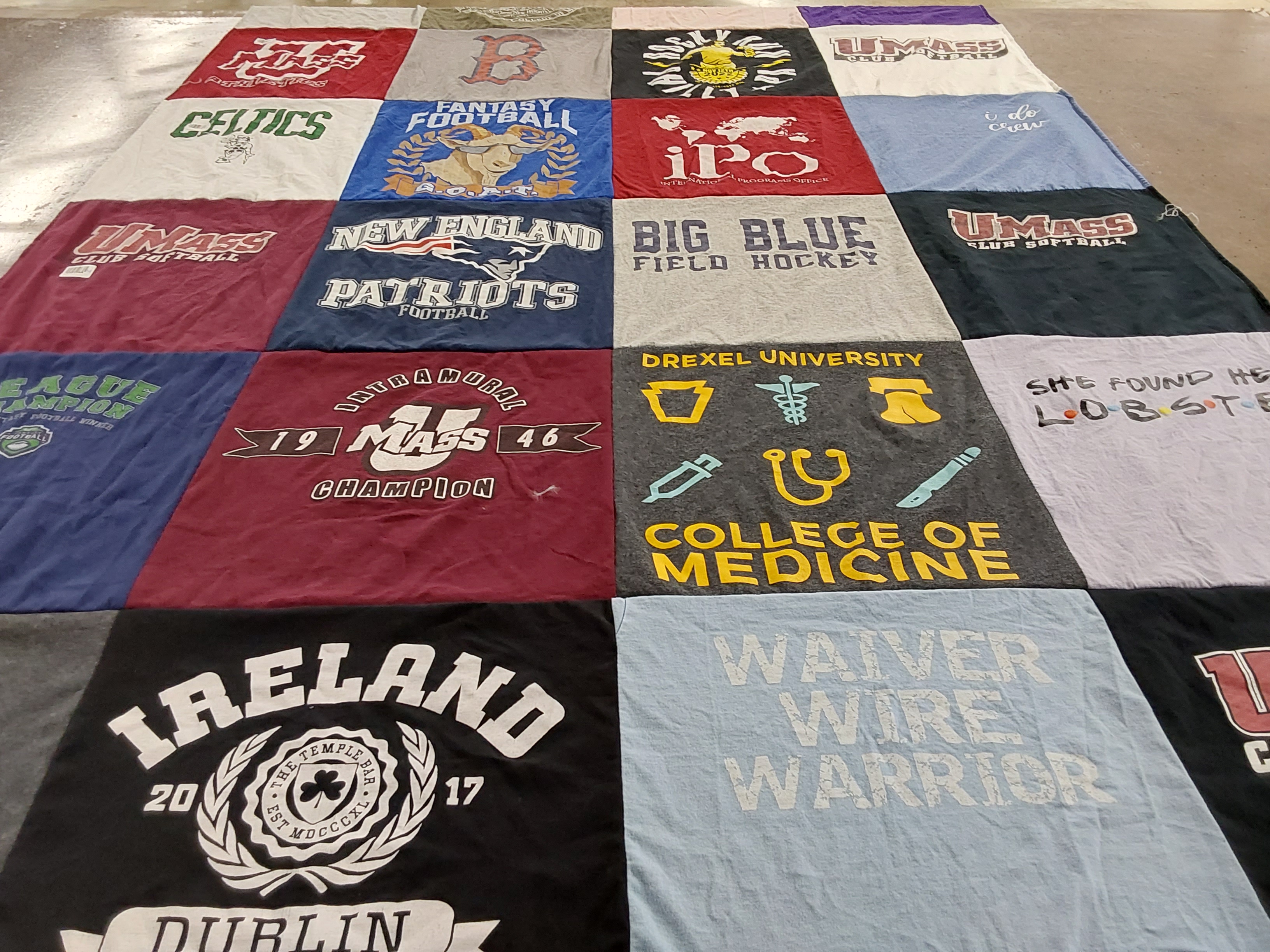T-shirt quilt featuring new england patriots, celtics by Danielle from PA