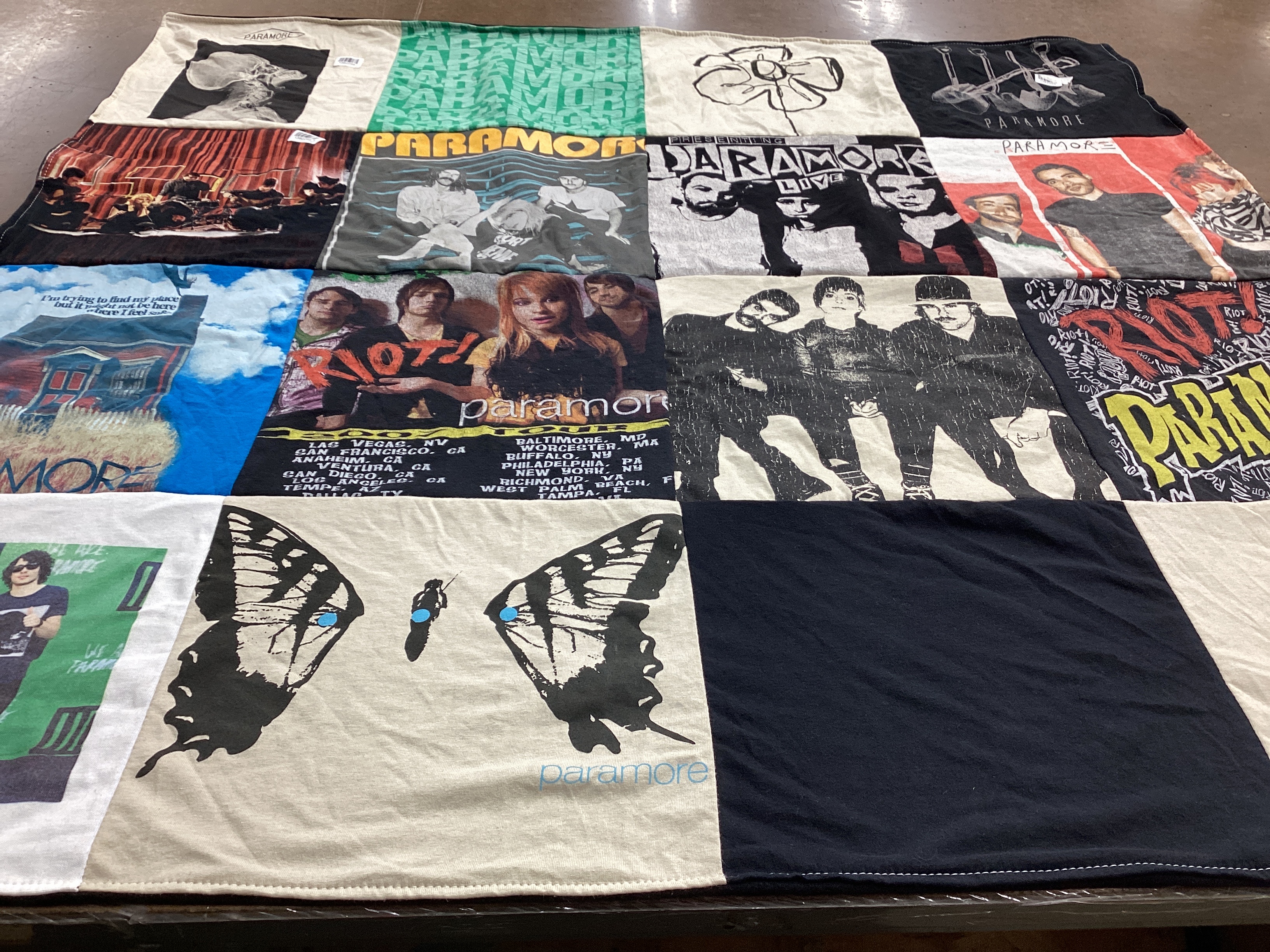 T-shirt quilt with music, bands themes by Kristen from CA