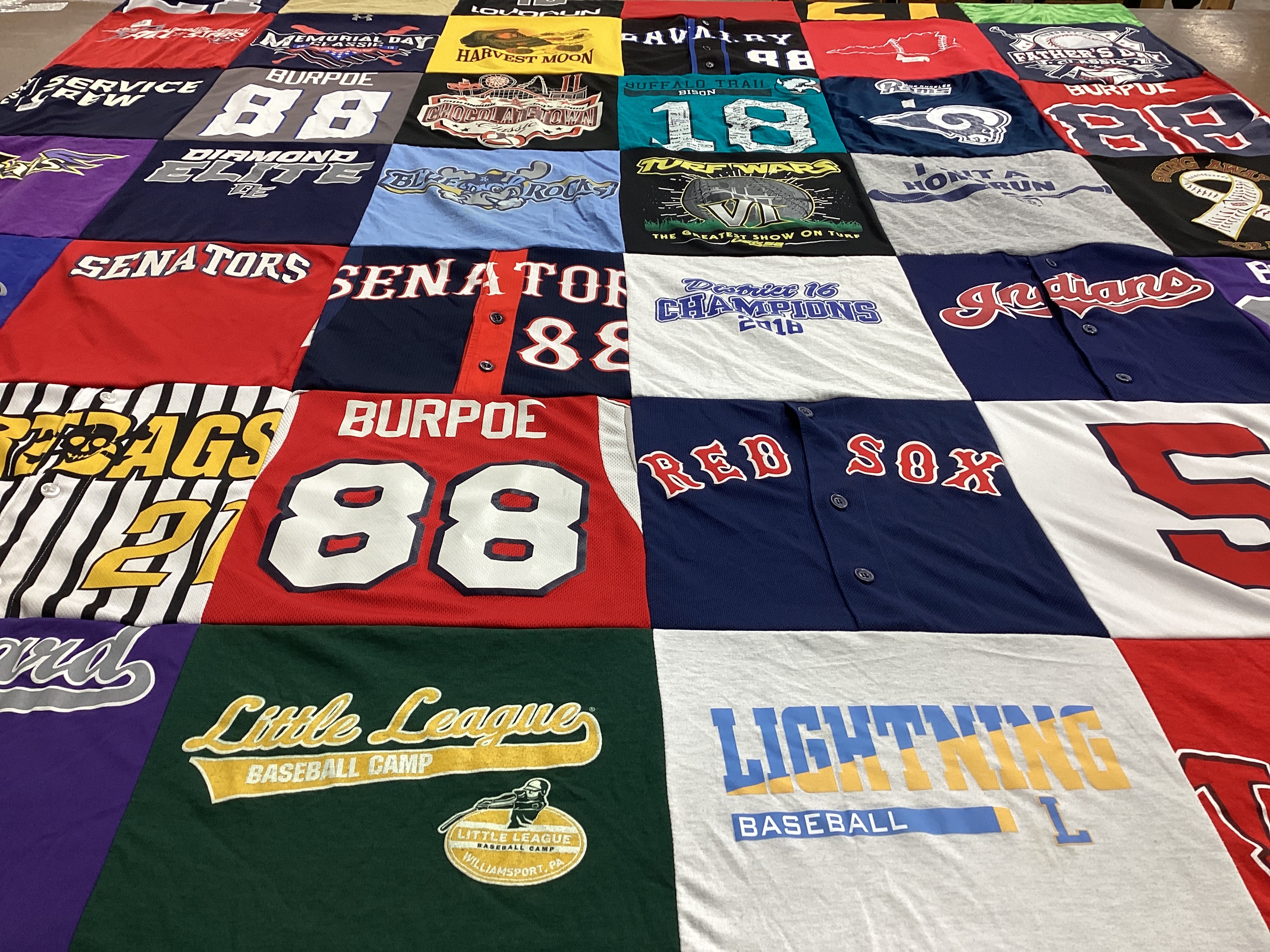 T-shirt quilt featuring red sox, indians by Jeanette from VA