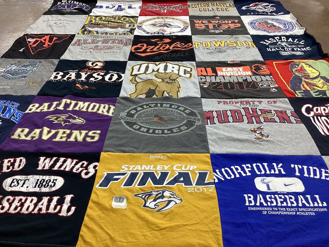 T-shirt quilt featuring baltimore ravens, norfolk tides by Madlyn from MD