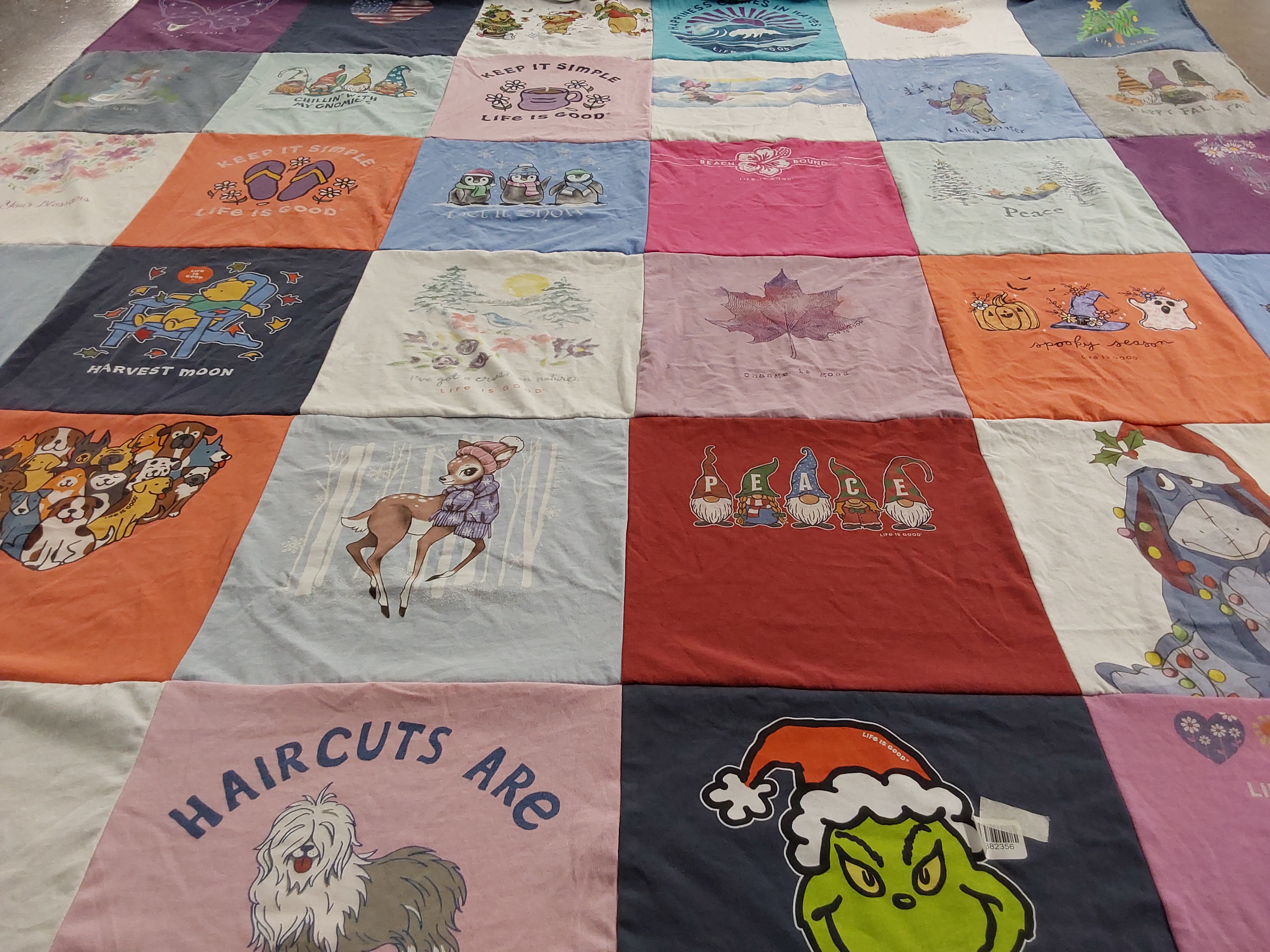 T-shirt quilt with animals, nature themes by Annette from IL