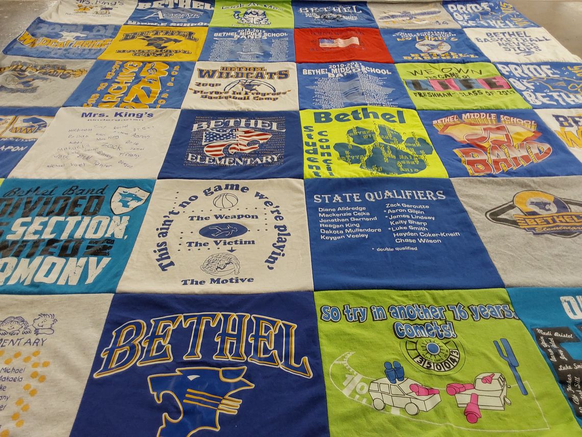T-shirt quilt featuring bethel wildcats by Vicki from OK