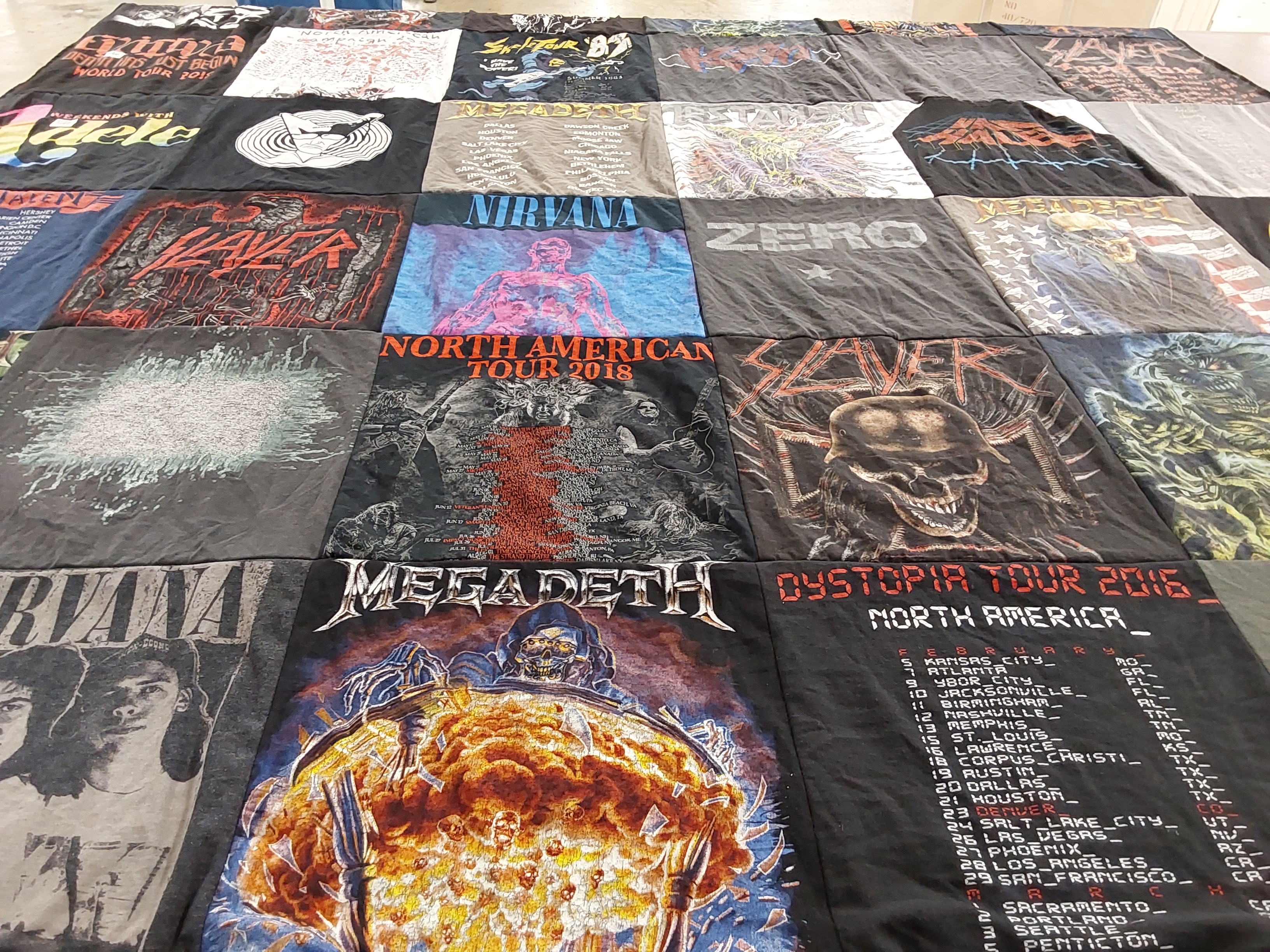 T-shirt quilt with music, heavy metal themes by Al-Hareth from OR