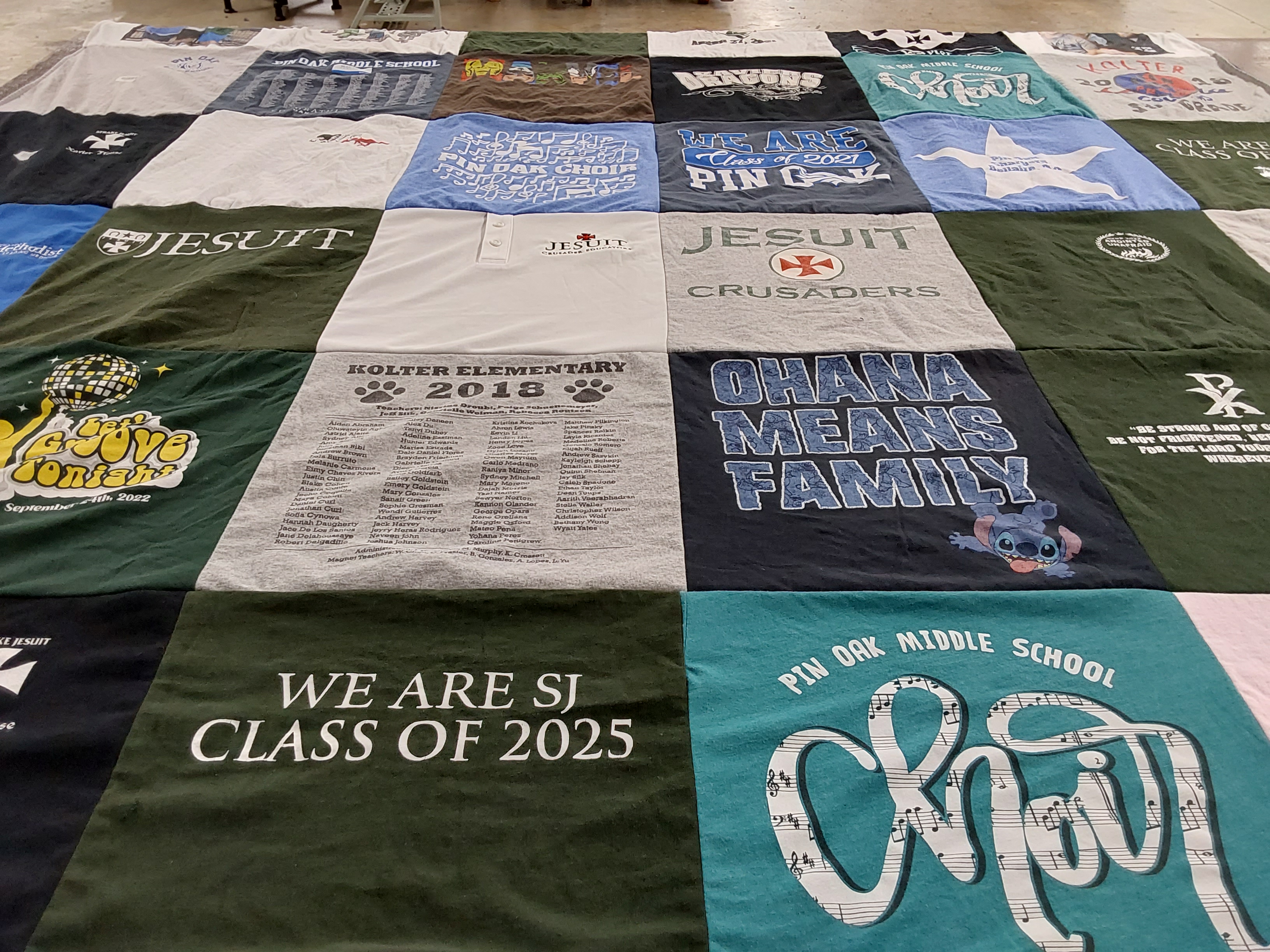 T-shirt quilt featuring jesuit crusaders by Sarah from TX