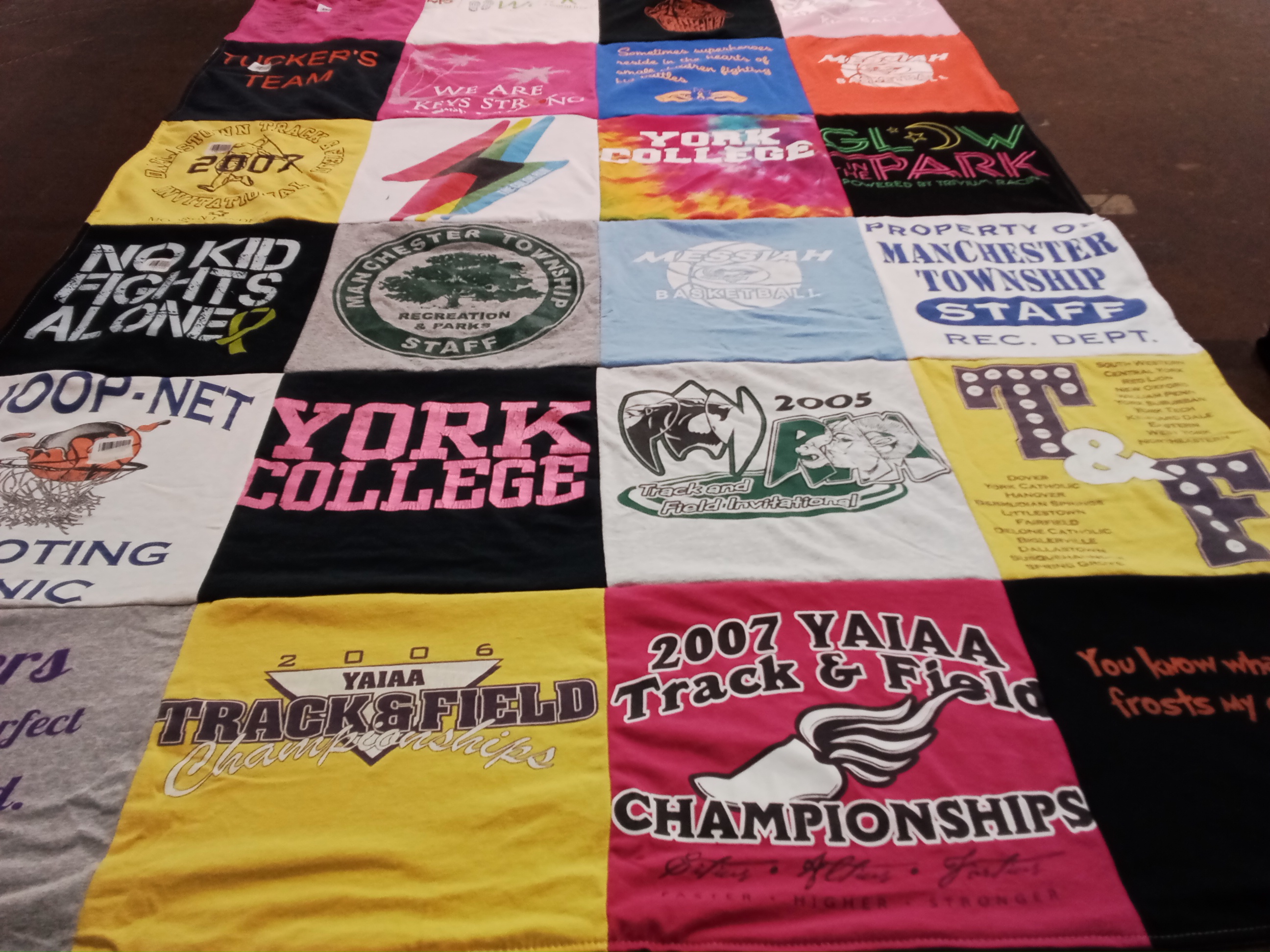 T-shirt quilt featuring messiah basketball, york college by Tara from PA