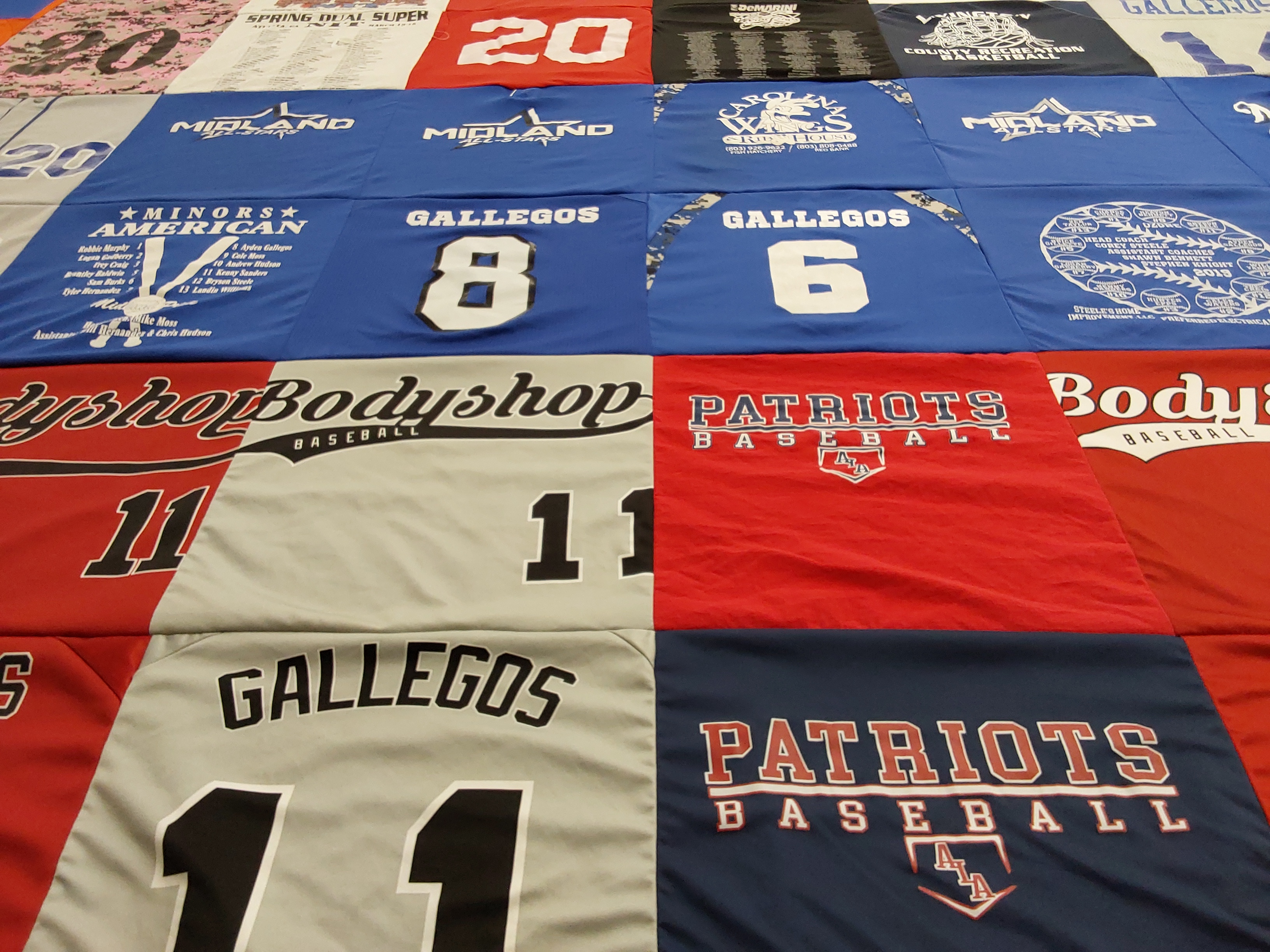 T-shirt quilt featuring patriots baseball by Shauna from SC