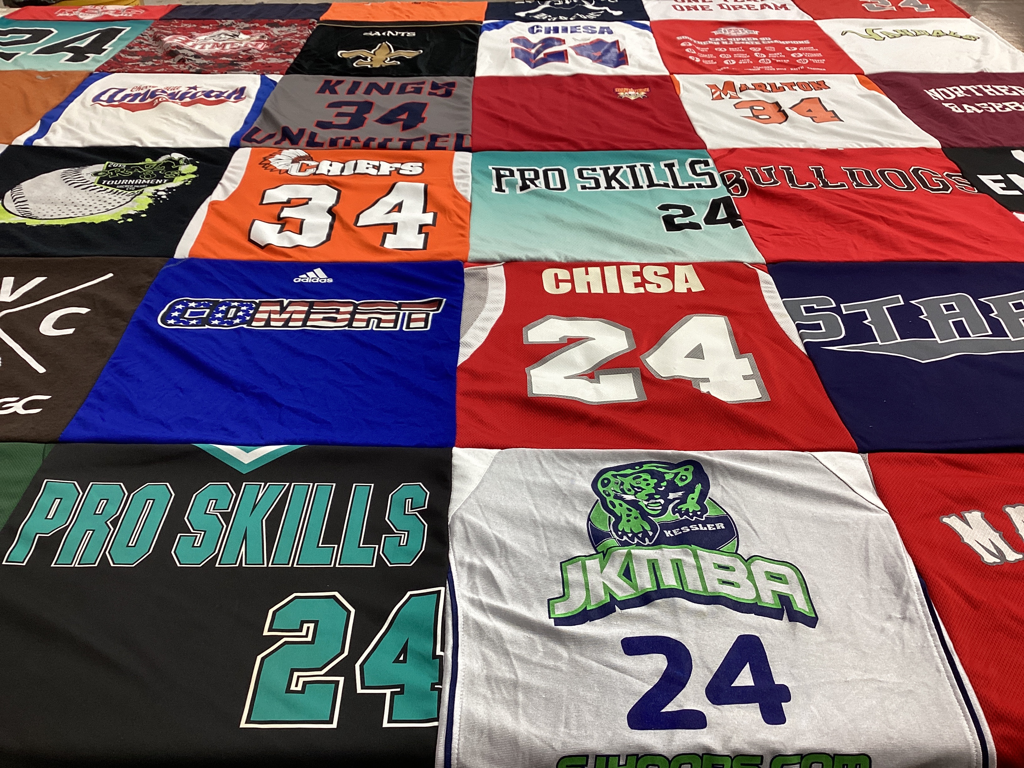 T-shirt quilt with sports, basketball themes by Melissa from NJ