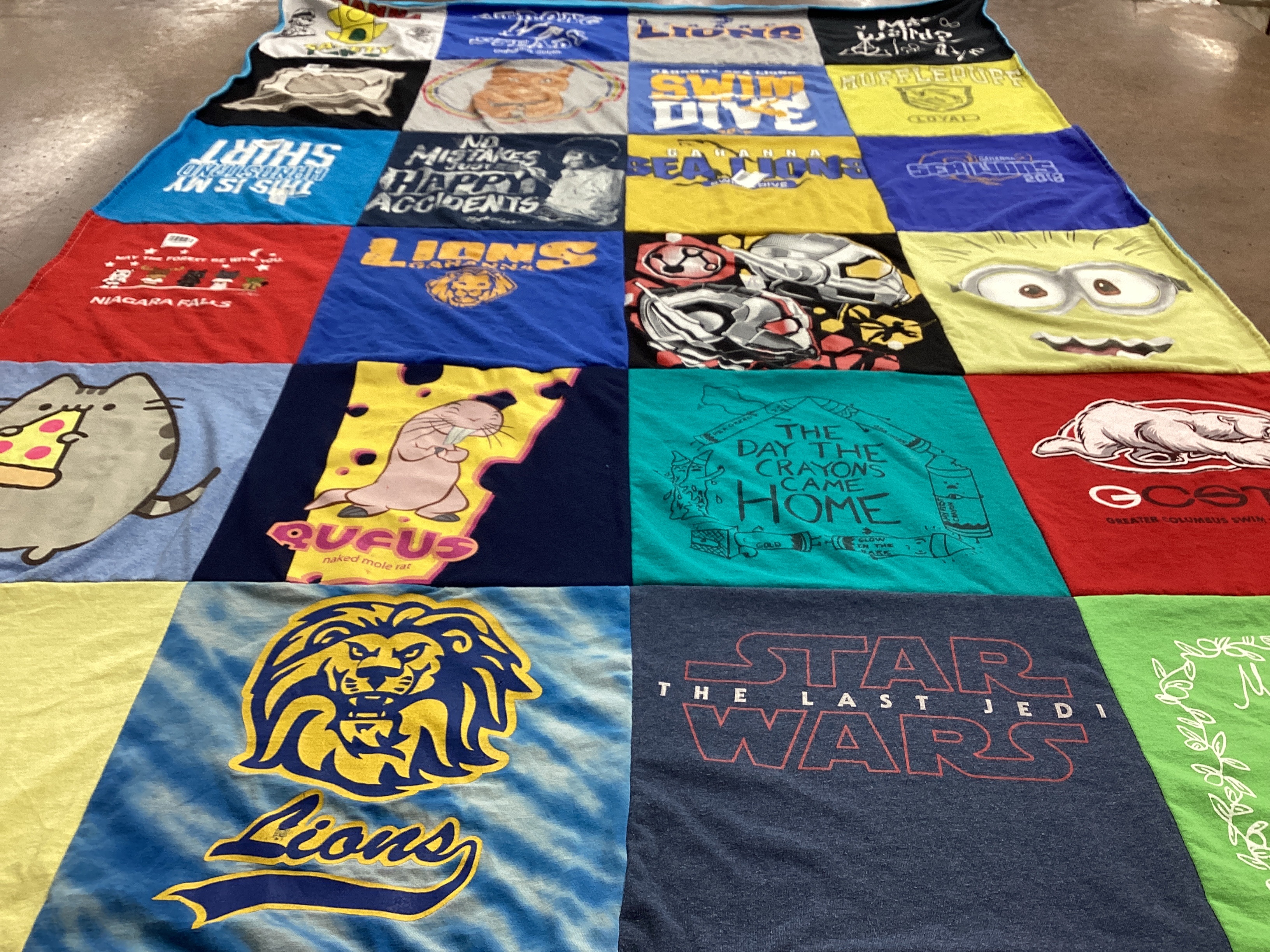T-shirt quilt featuring lions by Kristen from OH