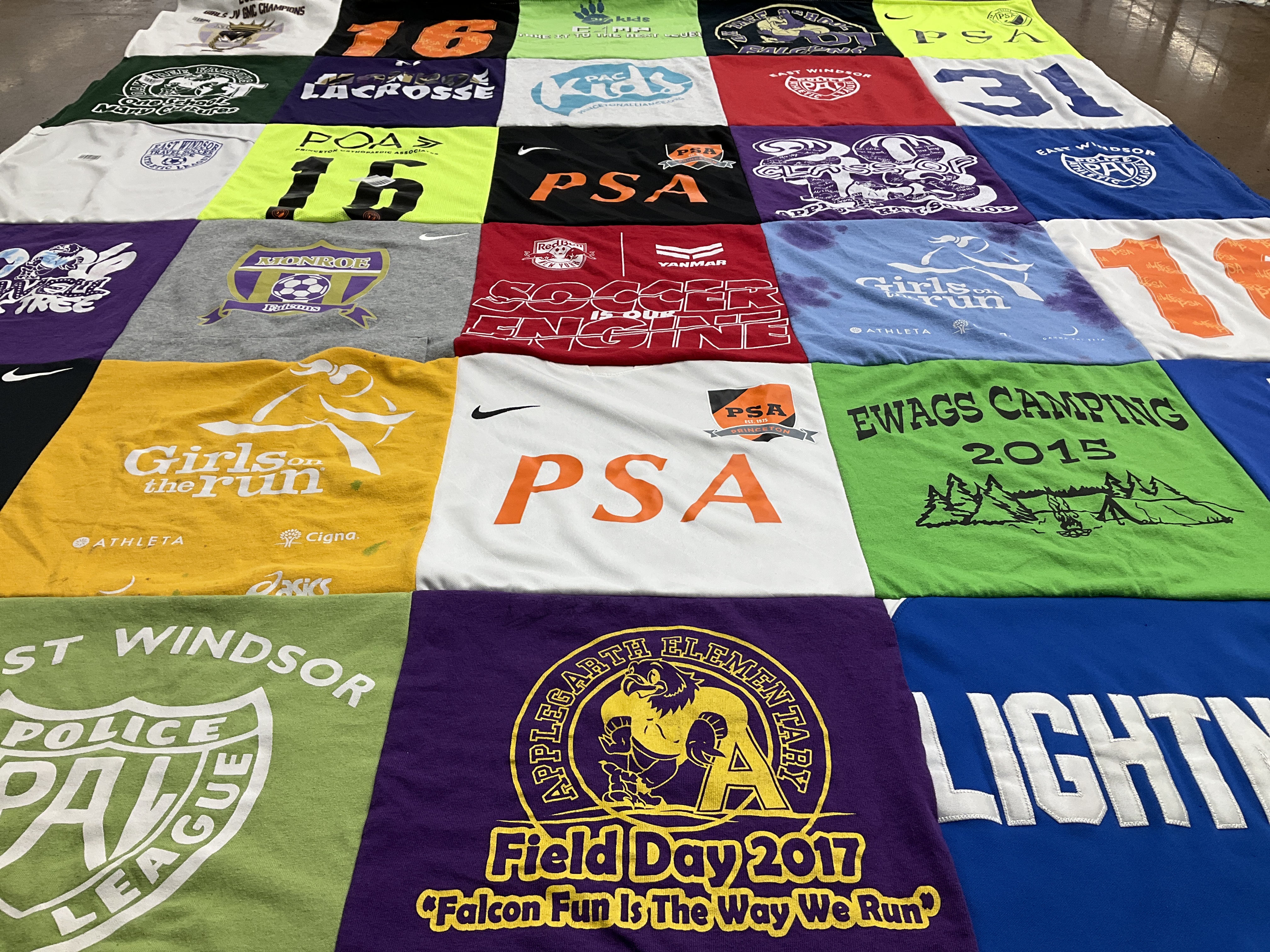 T-shirt quilt featuring lightning, monroe soccer team by Dilcia from NJ