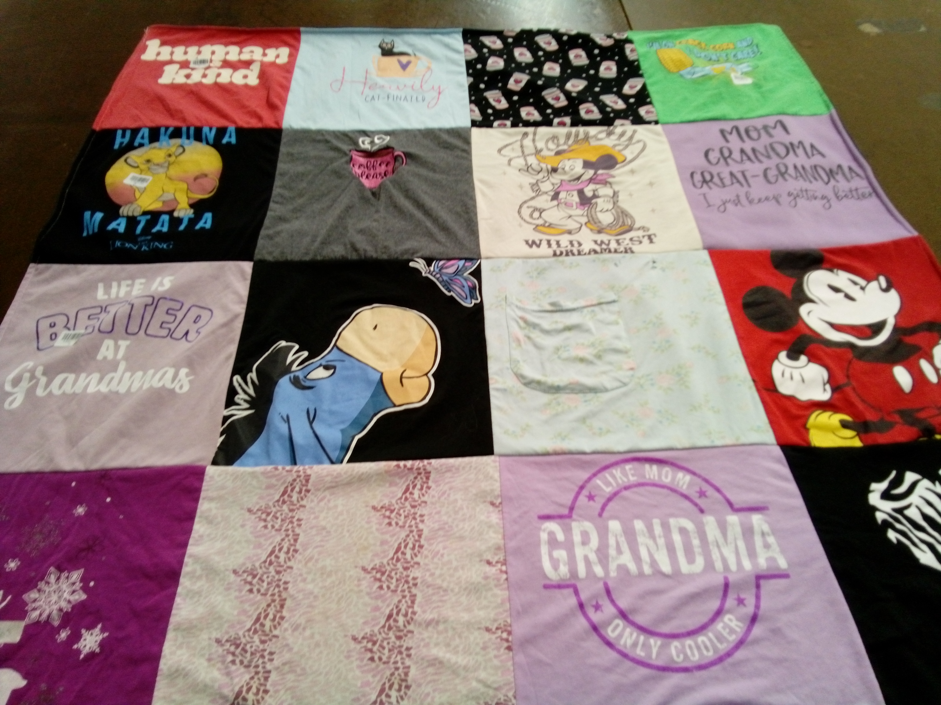 T-shirt quilt with family, cartoons themes by Jennifer from PA