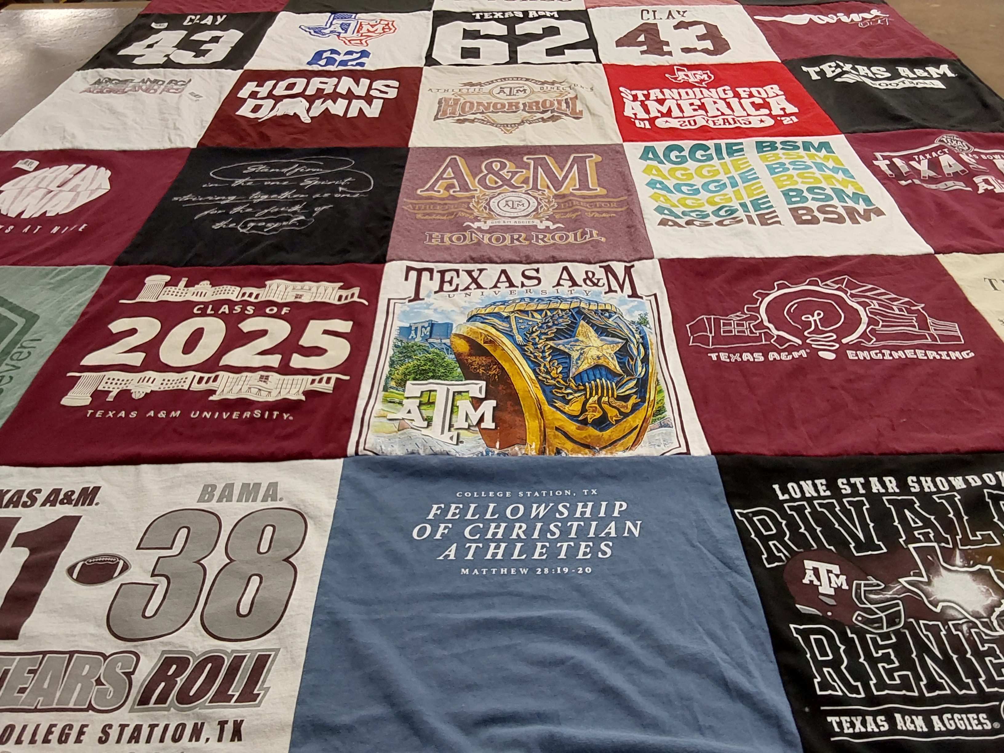 T-shirt quilt featuring texas a&m university, bama by Nicole from FL