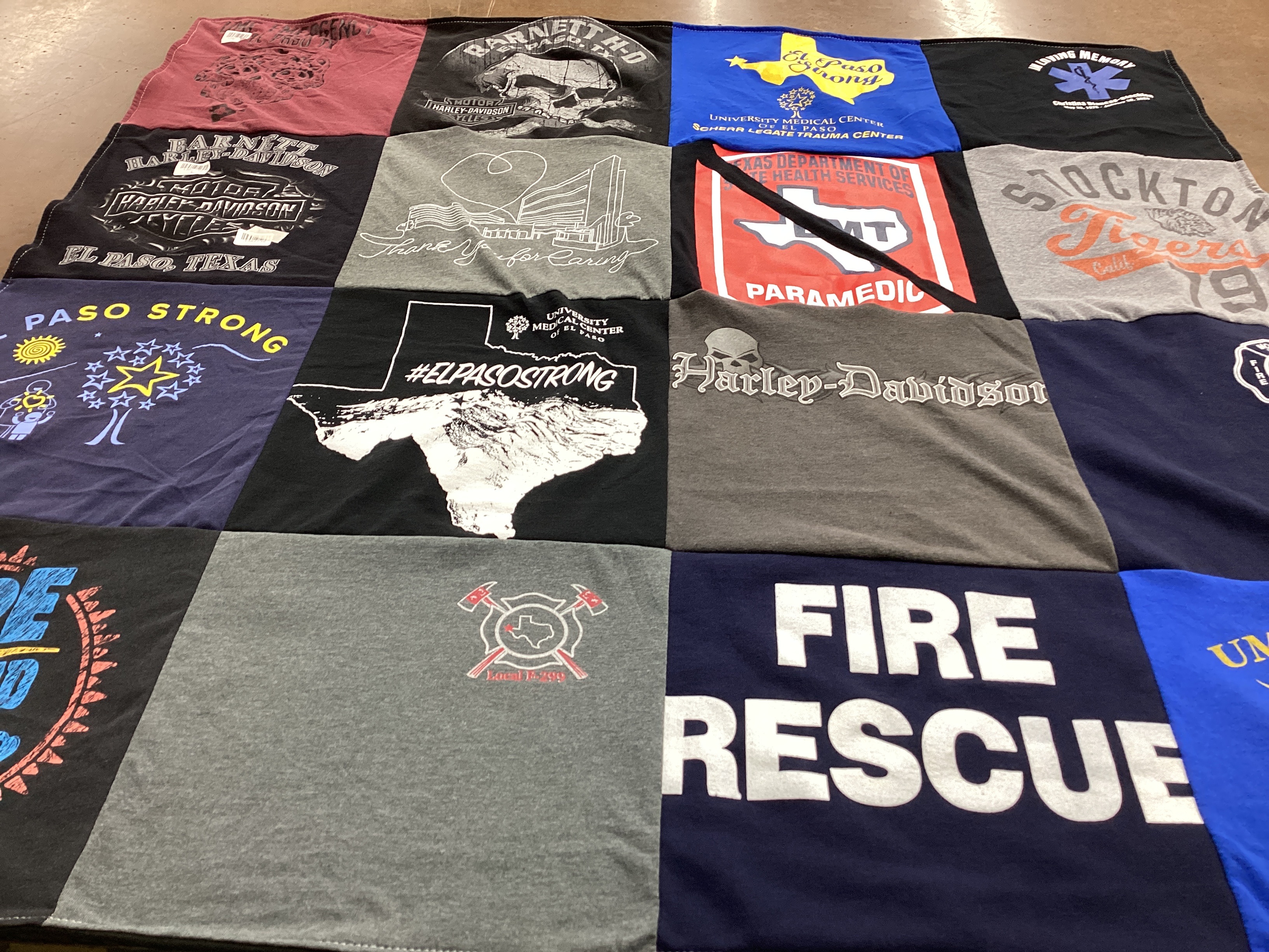 T-shirt quilt featuring stockton tigers by Thomas from TX