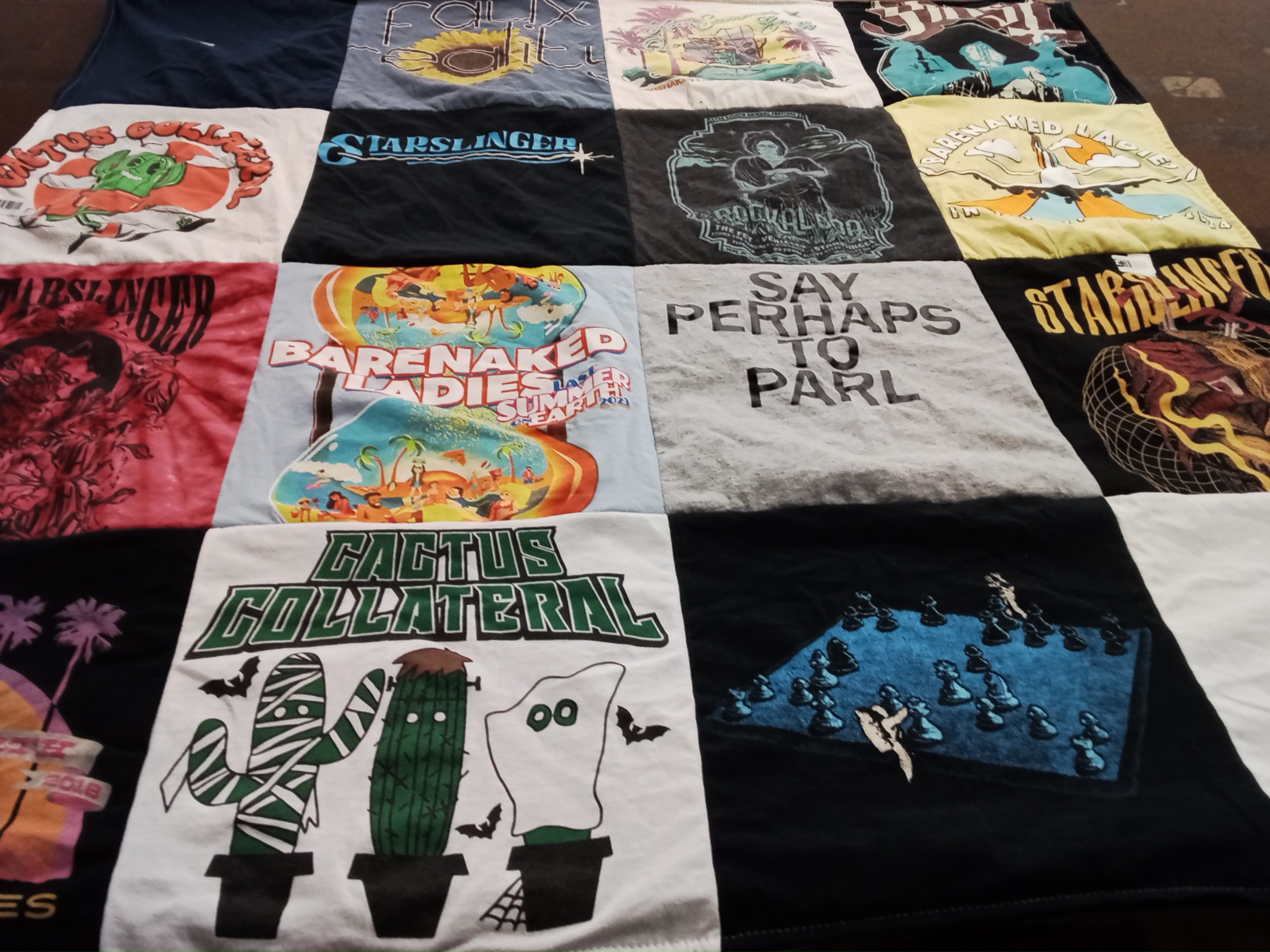 T-shirt quilt with music, games themes by Megan from KS
