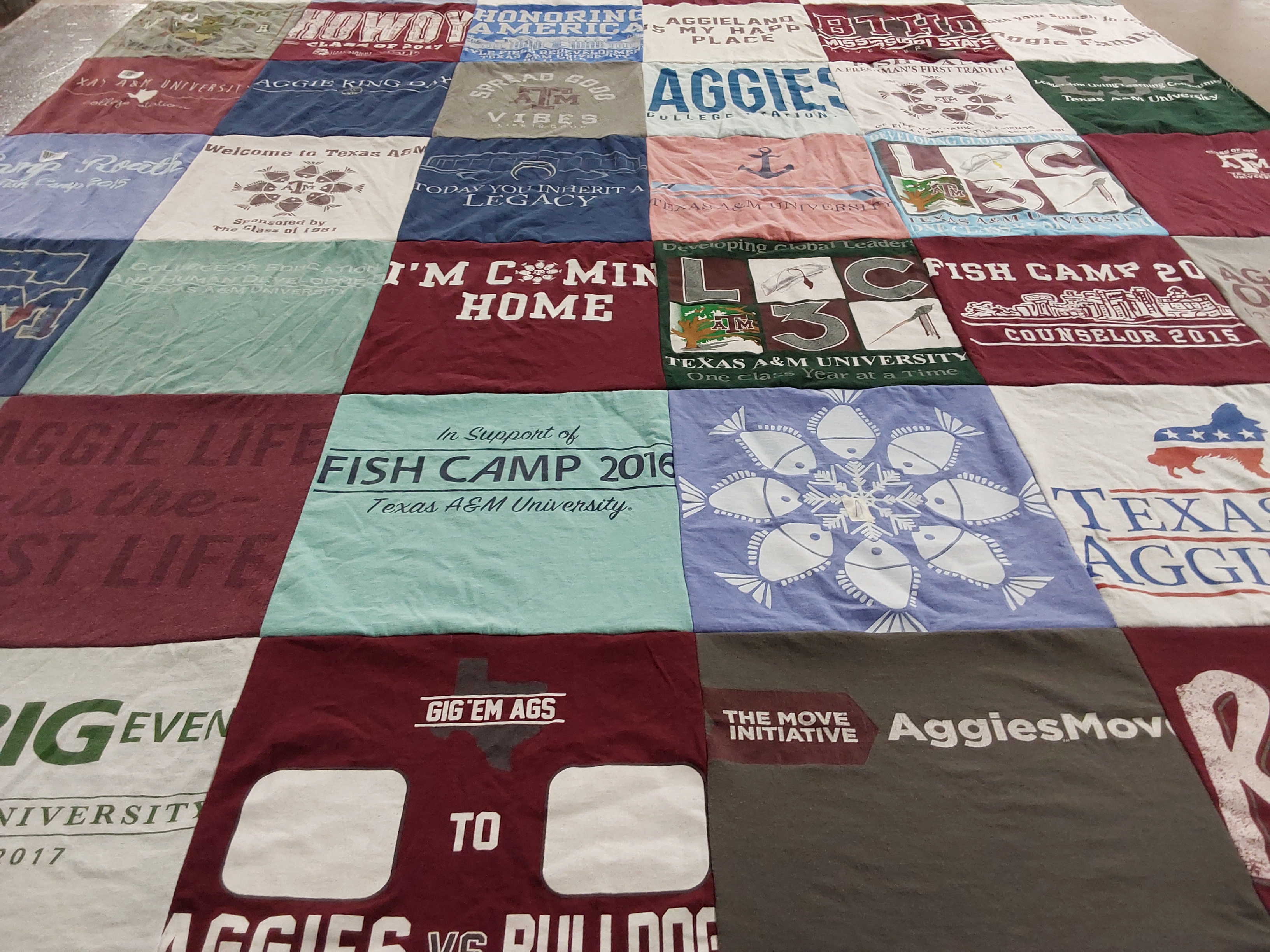 T-shirt quilt from texas a&m university by Robin from CO