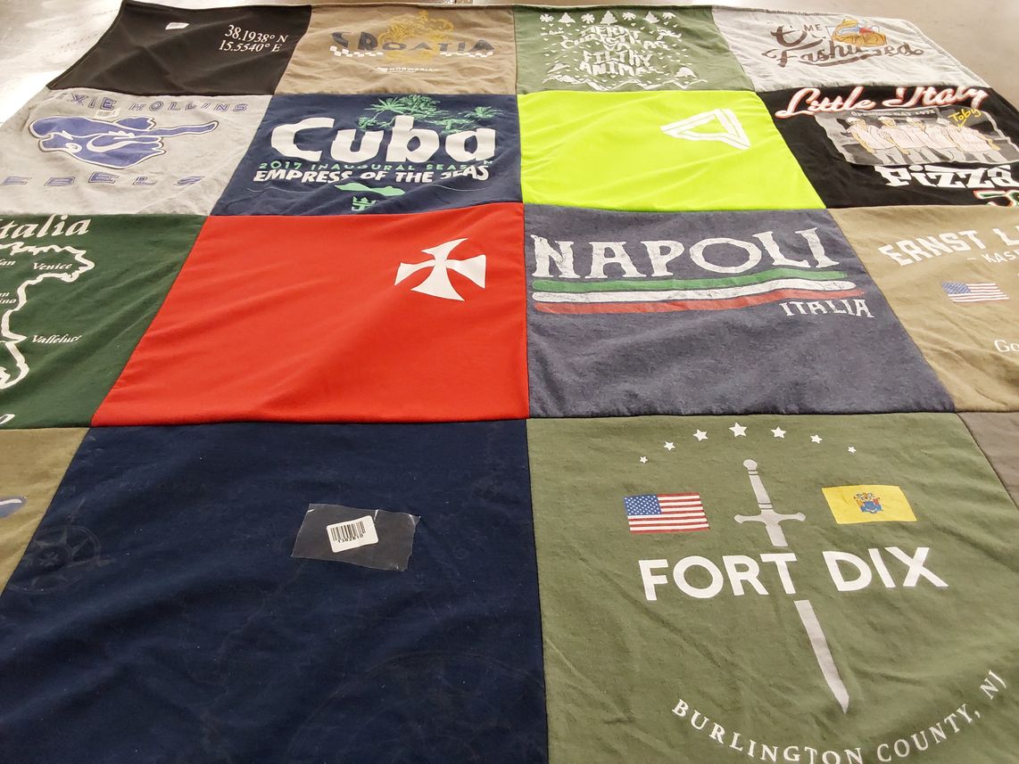 T-shirt quilt with travel, food themes by Cheryl from FL