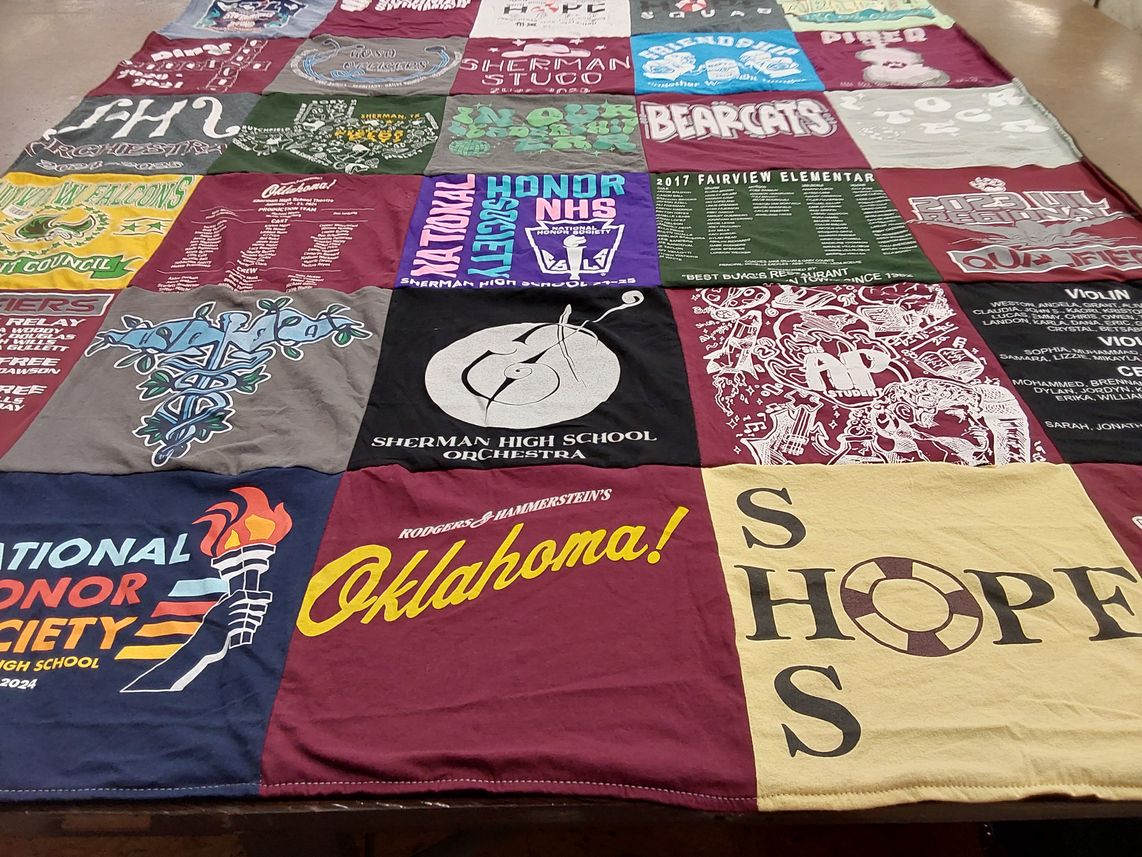 T-shirt quilt from sherman high school, fairview elementary by MaryAnn from TX